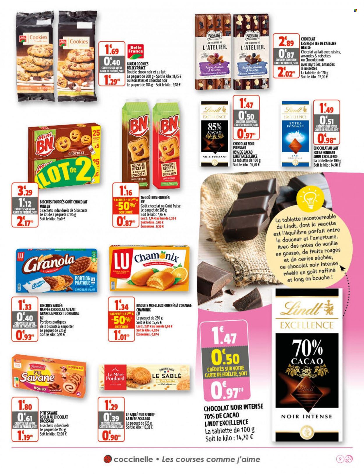 thumbnail - Catalogue Coccinelle Supermarché - 19/01/2022 - 30/01/2022 - Produits soldés - Belle France, Nestlé, biscuits, granola, sablés, Lindt, cookies, Brossard, LU. Page 9.