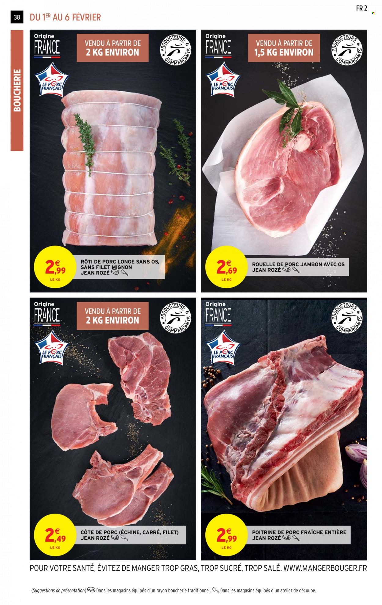 thumbnail - Catalogue Intermarché Super - 01/02/2022 - 13/02/2022 - Produits soldés - côtes de porc, filet mignon, rôti de porc, poitrine de porc, viande de porc, longe de porc, jambon. Page 38.