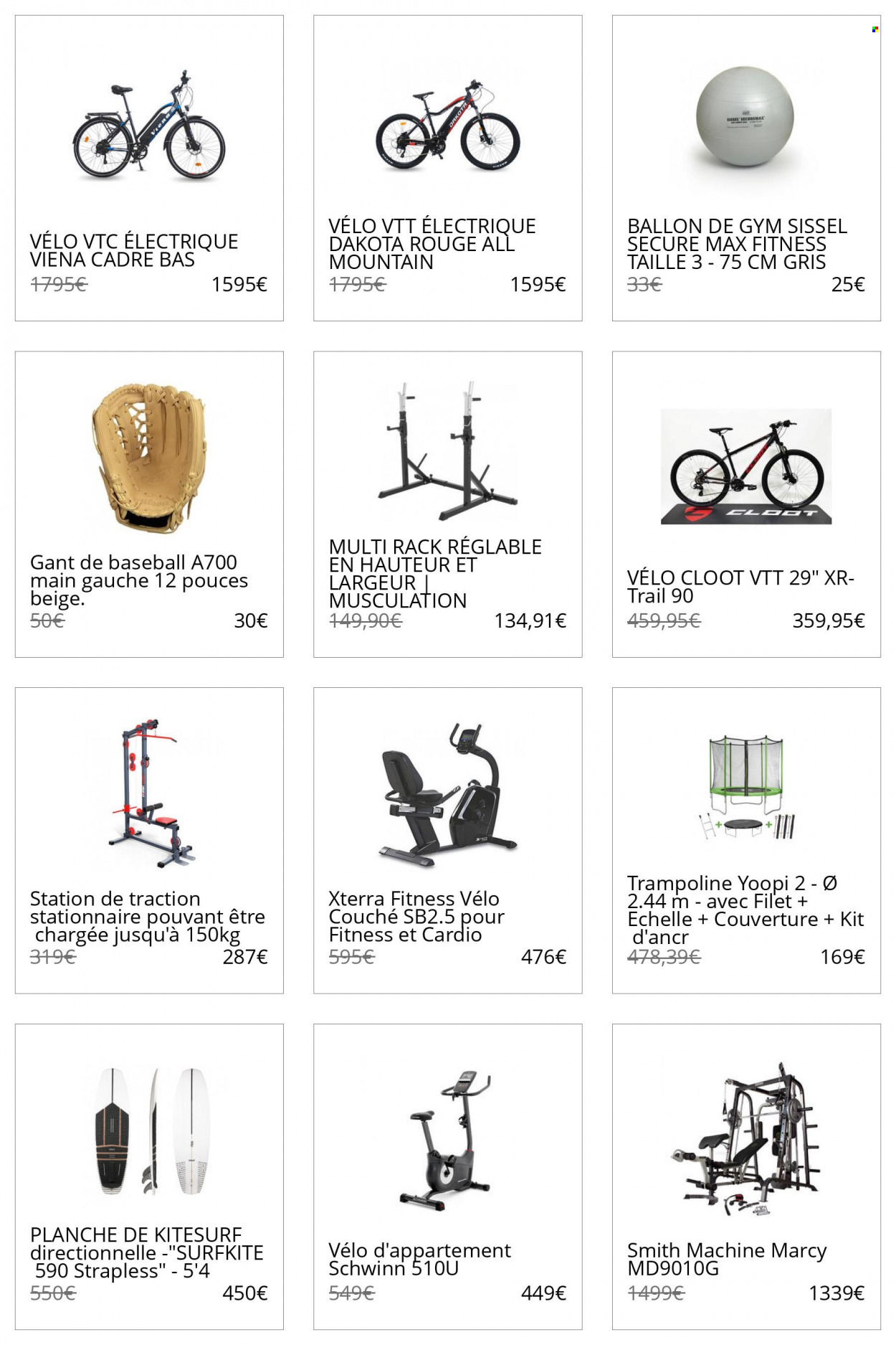 thumbnail - Catalogue Decathlon - Produits soldés - VTT Rockrider, ballon, vélo d'appartement, trampoline. Page 16.