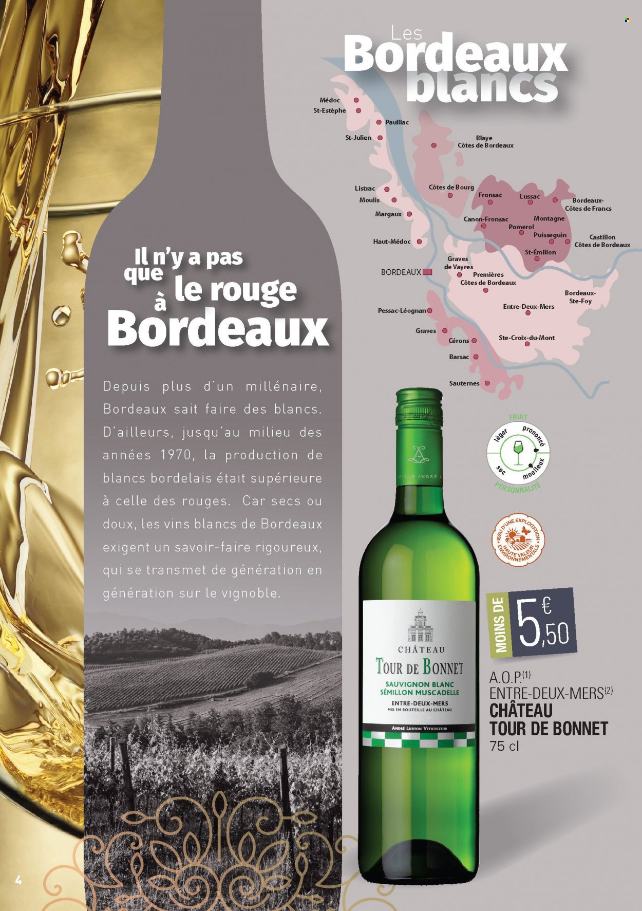 thumbnail - Catalogue E.Leclerc - 15/02/2022 - 31/12/2023 - Produits soldés - alcool, Bordeaux, vin blanc, vin rouge, Sauternes, Sauvignon Blanc, Cabernet Sauvignon, bonnet. Page 4.