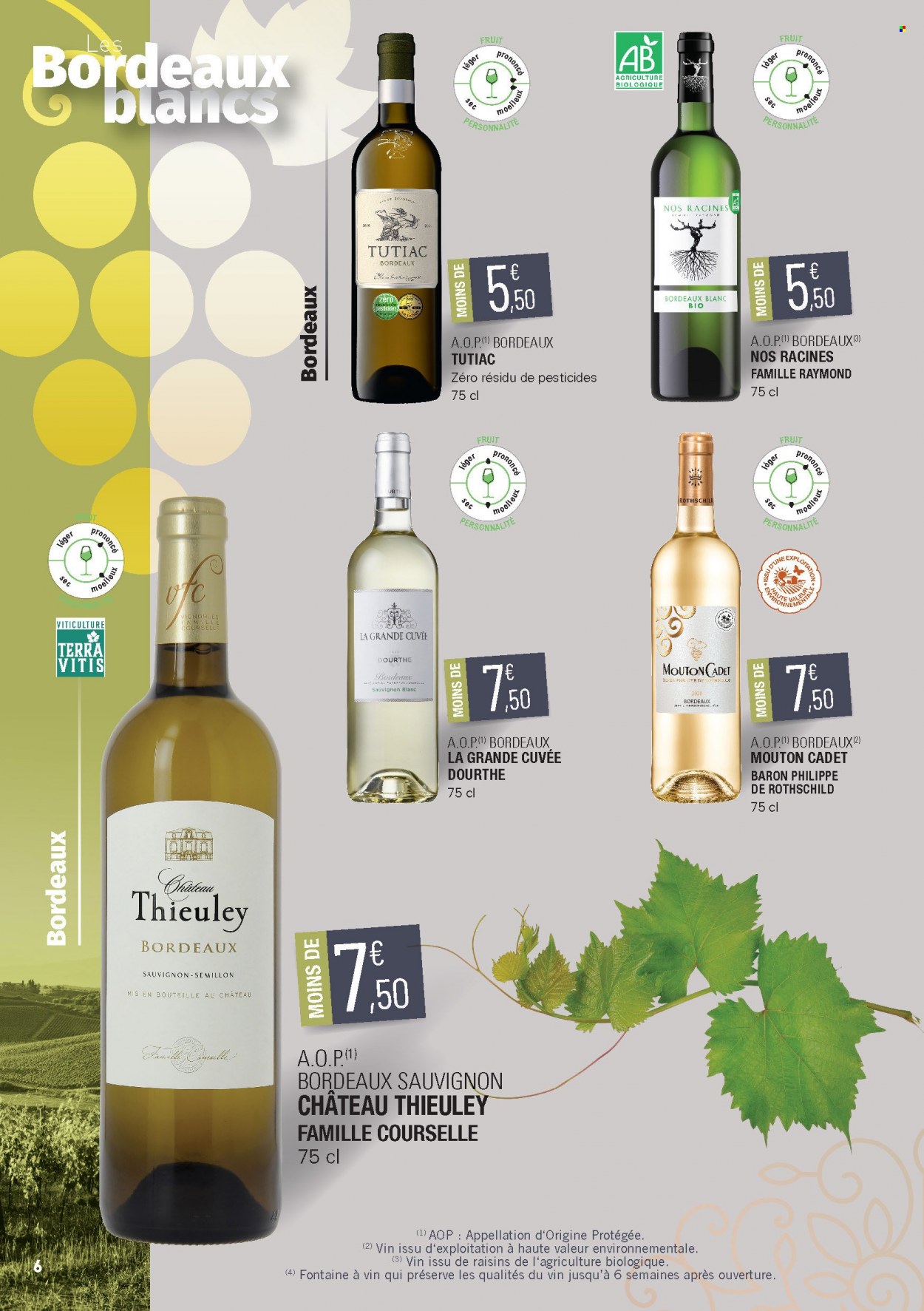 thumbnail - Catalogue E.Leclerc - 15/02/2022 - 31/12/2023 - Produits soldés - alcool, Bordeaux, vin blanc, Cabernet Sauvignon. Page 6.