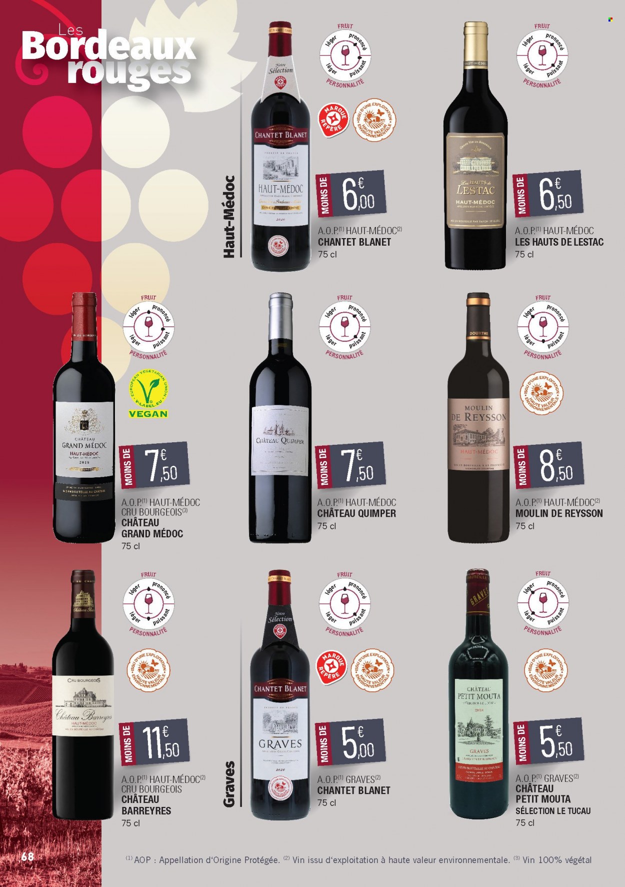 thumbnail - Catalogue E.Leclerc - 15/02/2022 - 31/12/2023 - Produits soldés - Bordeaux, vin rouge, vin. Page 68.