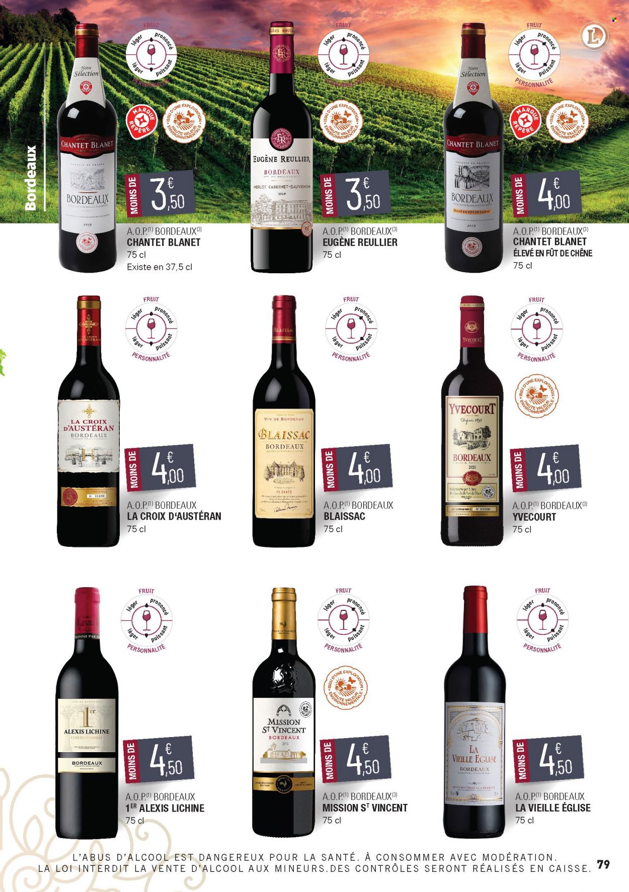 thumbnail - Catalogue E.Leclerc - 15/02/2022 - 31/12/2023 - Produits soldés - Bordeaux, vin rouge, vin. Page 79.