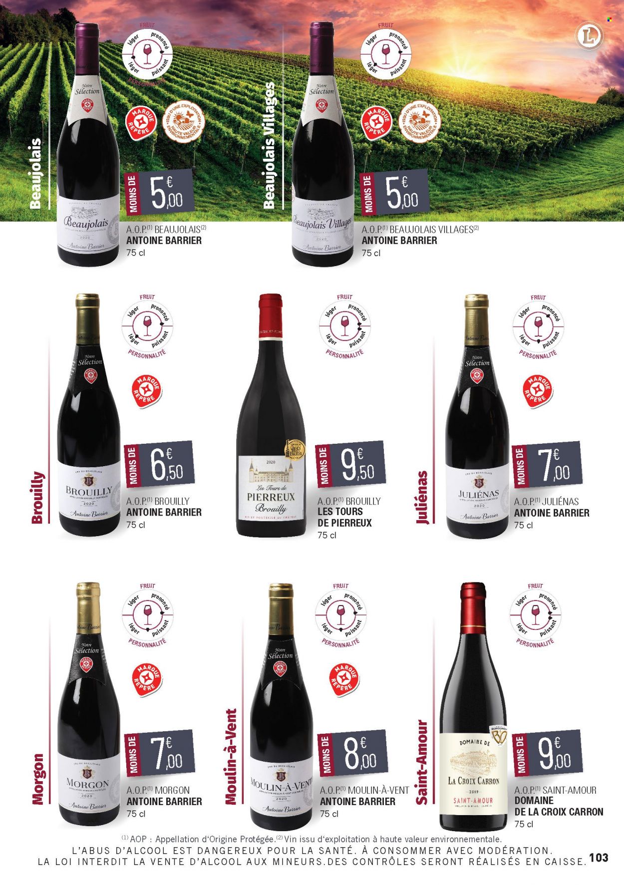 thumbnail - Catalogue E.Leclerc - 15/02/2022 - 31/12/2023 - Produits soldés - Beaujolais, vin. Page 103.