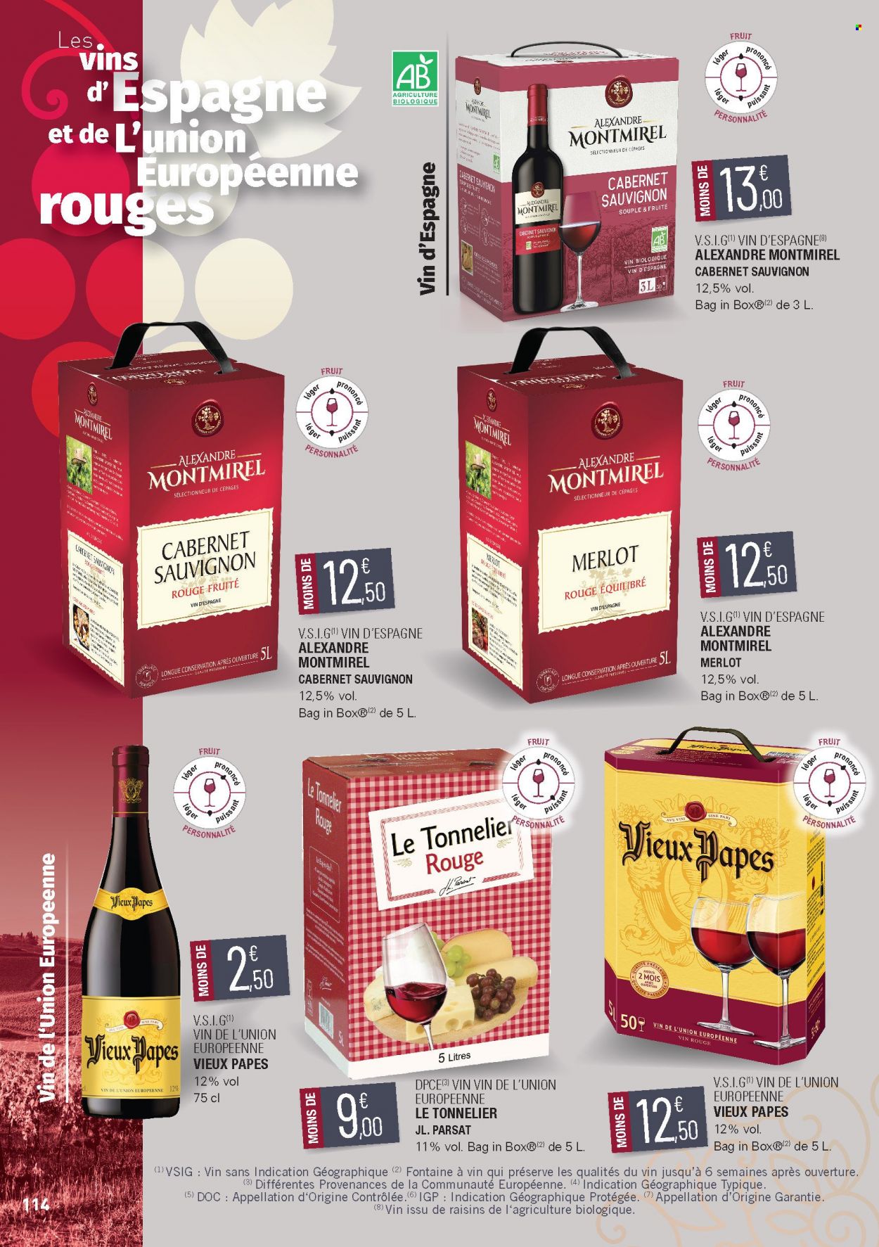 thumbnail - Catalogue E.Leclerc - 15/02/2022 - 31/12/2023 - Produits soldés - alcool, Cabernet Sauvignon. Page 114.