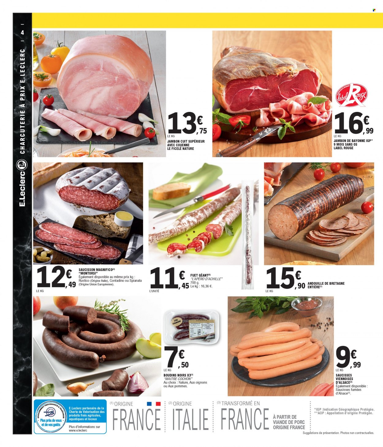 thumbnail - Catalogue E.Leclerc - 22/02/2022 - 26/06/2022 - Produits soldés - jambon, saucisse, saucisson, fuet. Page 4.