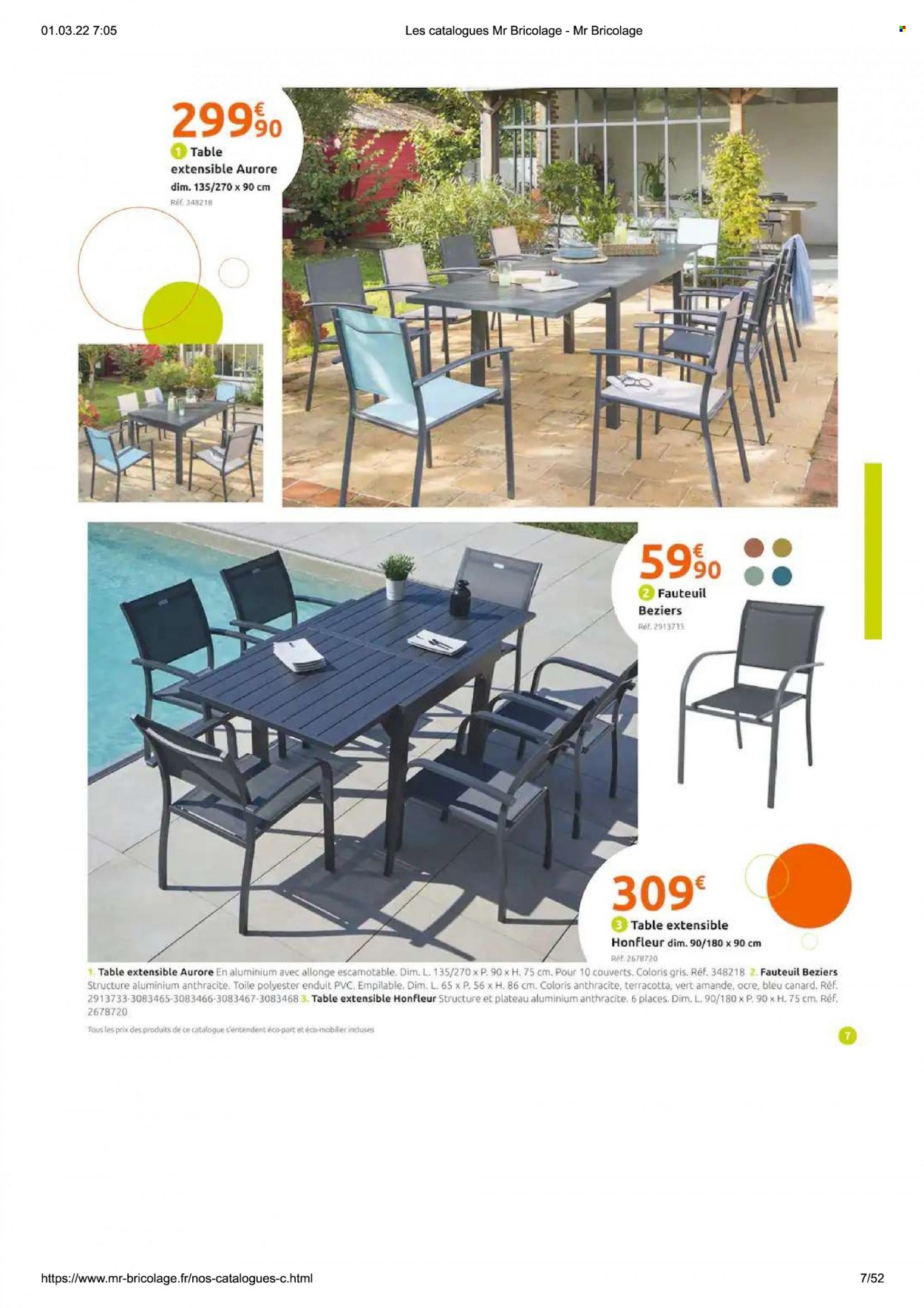 thumbnail - Catalogue Mr. Bricolage - 01/03/2022 - 15/08/2022 - Produits soldés - couverts, table extensible, fauteuil. Page 7.