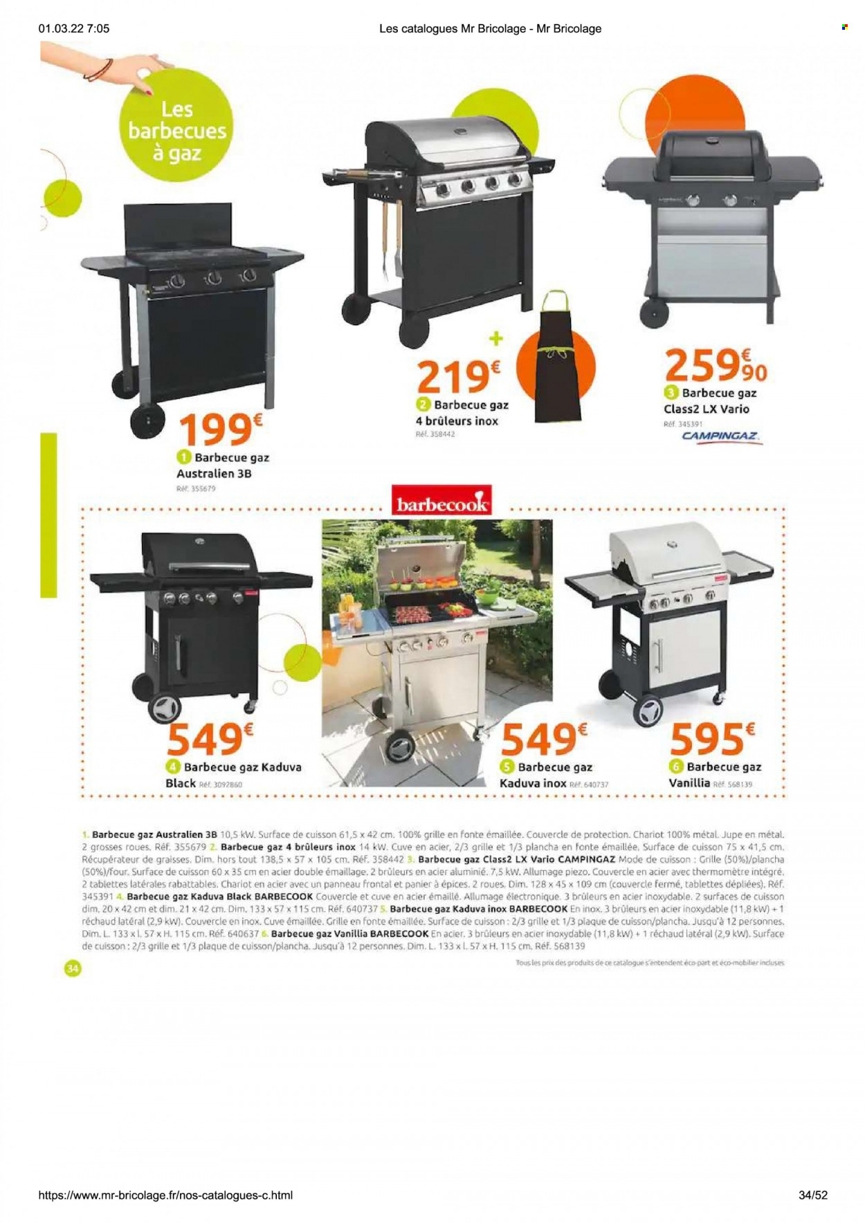 thumbnail - Catalogue Mr. Bricolage - 01/03/2022 - 15/08/2022 - Produits soldés - plaque de cuisson, barbecue. Page 34.