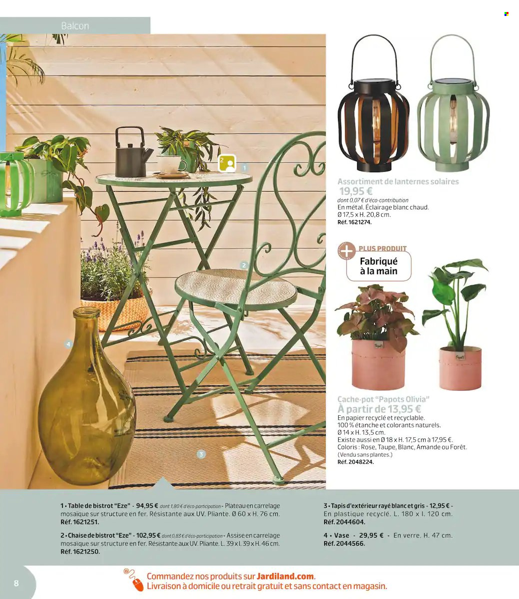 thumbnail - Catalogue Jardiland - 01/03/2022 - 19/06/2022 - Produits soldés - tapis, table, chaise, vase, pot de fleurs. Page 8.
