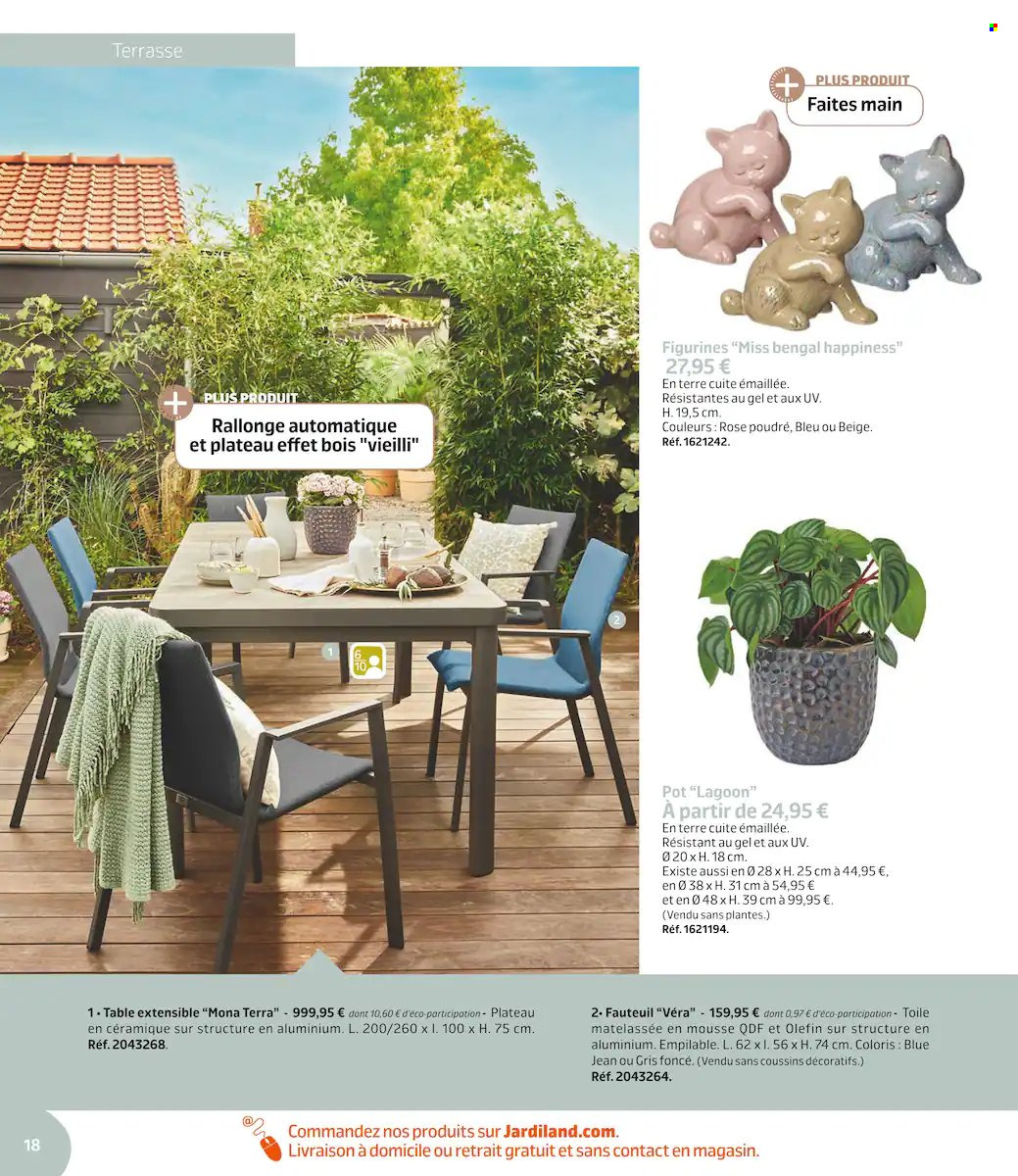 thumbnail - Catalogue Jardiland - 01/03/2022 - 19/06/2022 - Produits soldés - coussin, table, table extensible, fauteuil. Page 18.