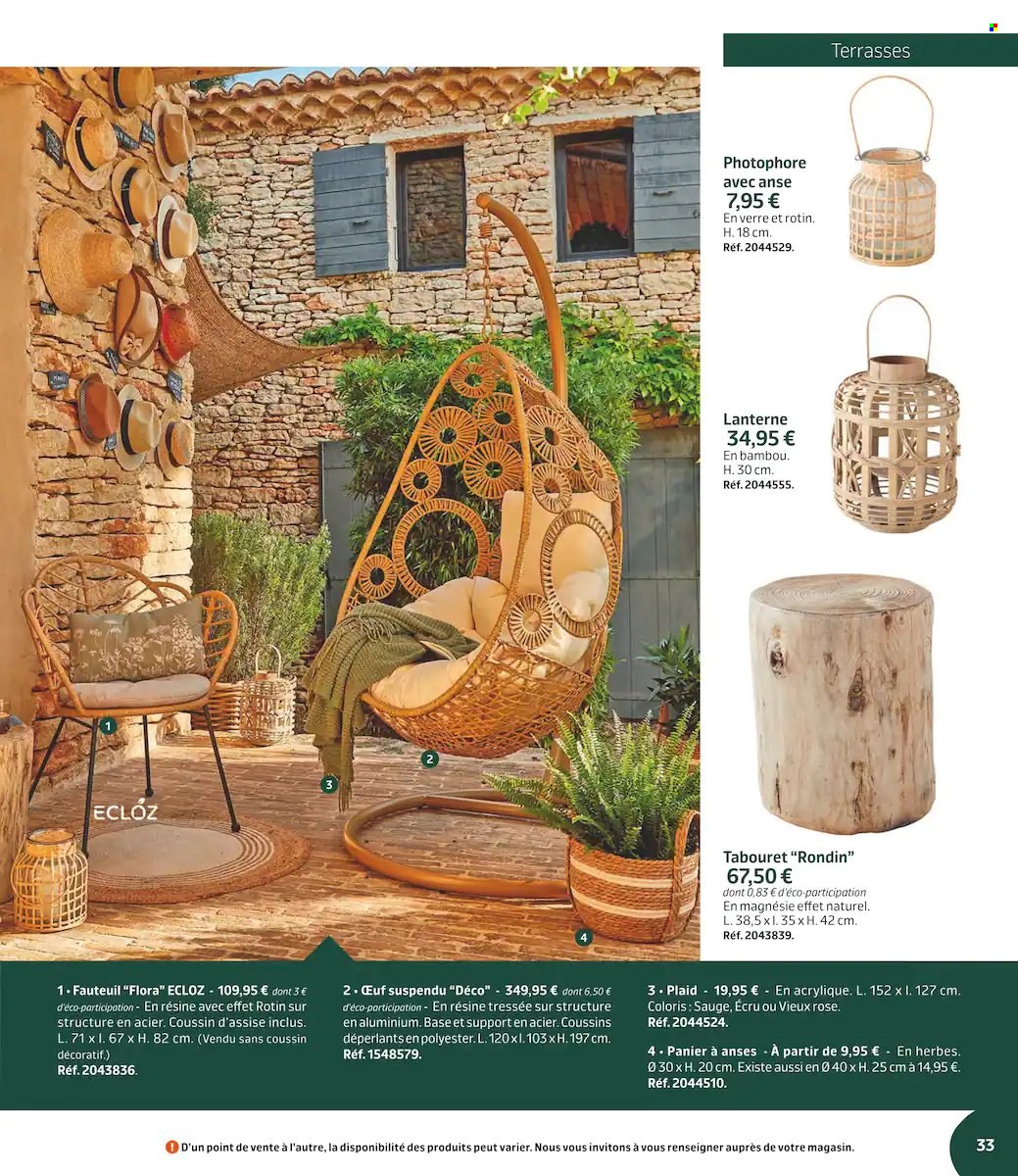 thumbnail - Catalogue Jardiland - 01/03/2022 - 19/06/2022 - Produits soldés - fauteuil, tabouret, photophore, lanterne. Page 33.