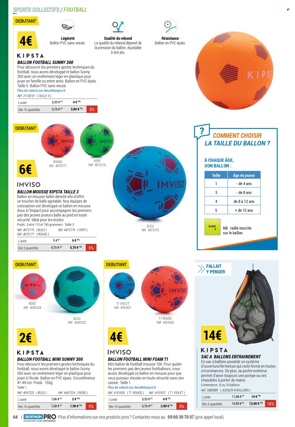 thumbnail - Catalogue Decathlon - Produits soldés - sac à ballons, ballon de football. Page 64.