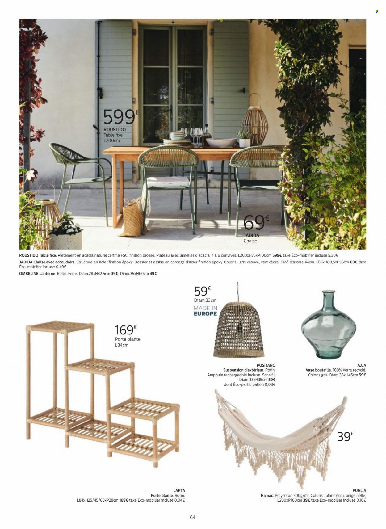 thumbnail - Catalogue alinea - Produits soldés - table, chaise, verre, vase. Page 64.