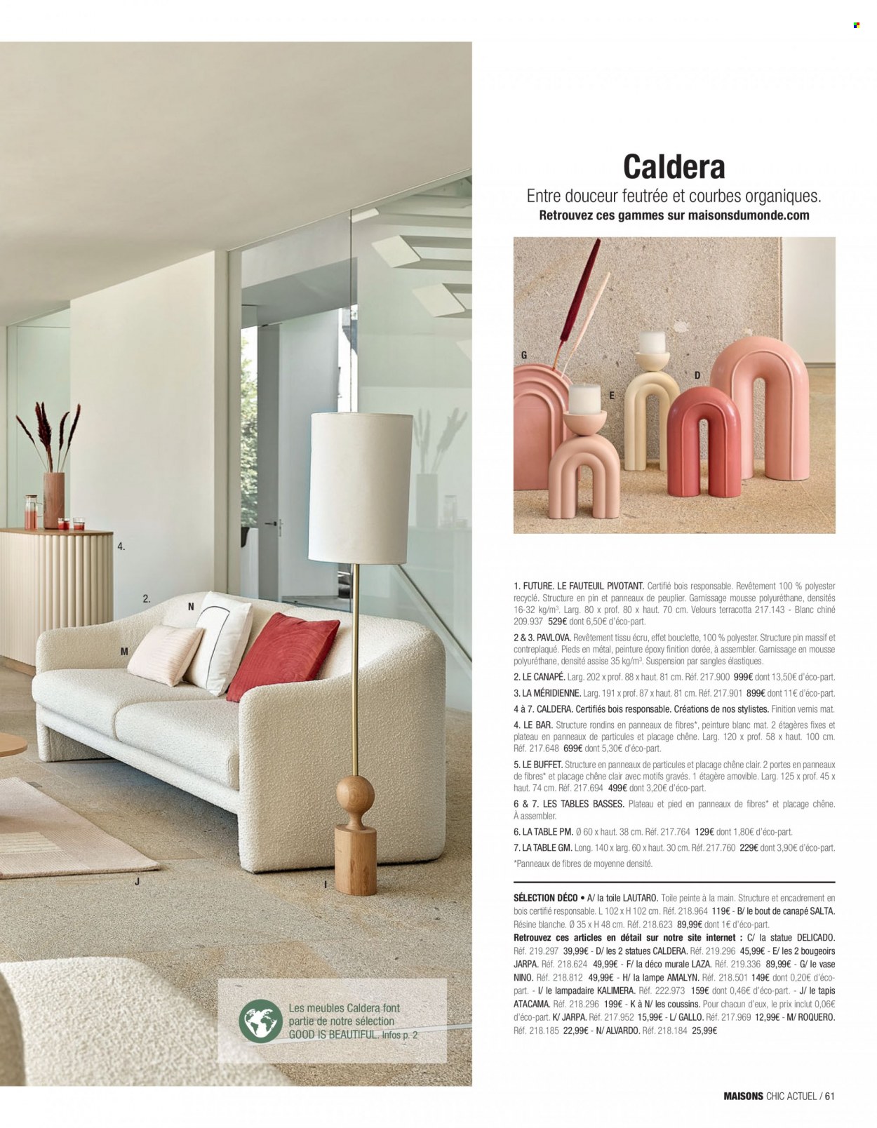 thumbnail - Catalogue Maisons du Monde - Produits soldés - tapis, fauteuil, méridienne, buffet, vase, lampadaire, lampe. Page 63.