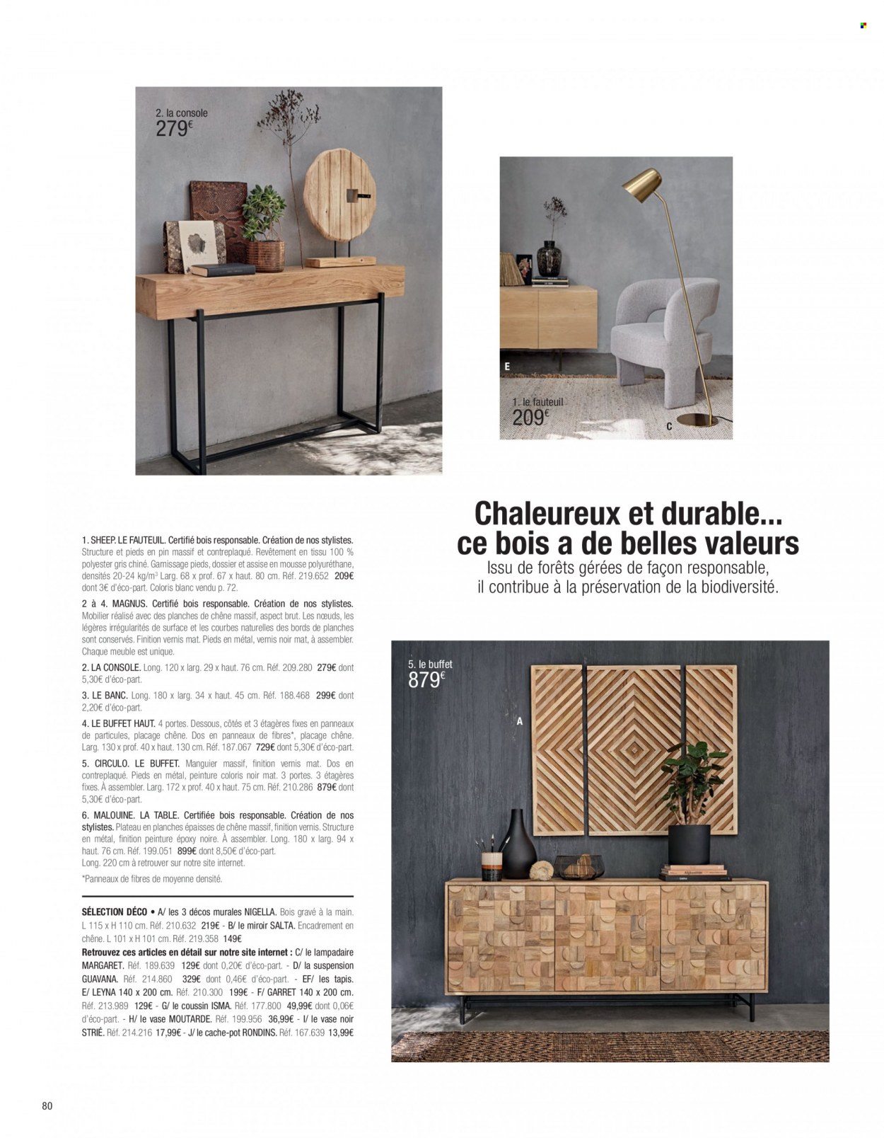 thumbnail - Catalogue Maisons du Monde - Produits soldés - table, coussin, banc, fauteuil, buffet, vase, pot de fleurs, lampadaire. Page 82.
