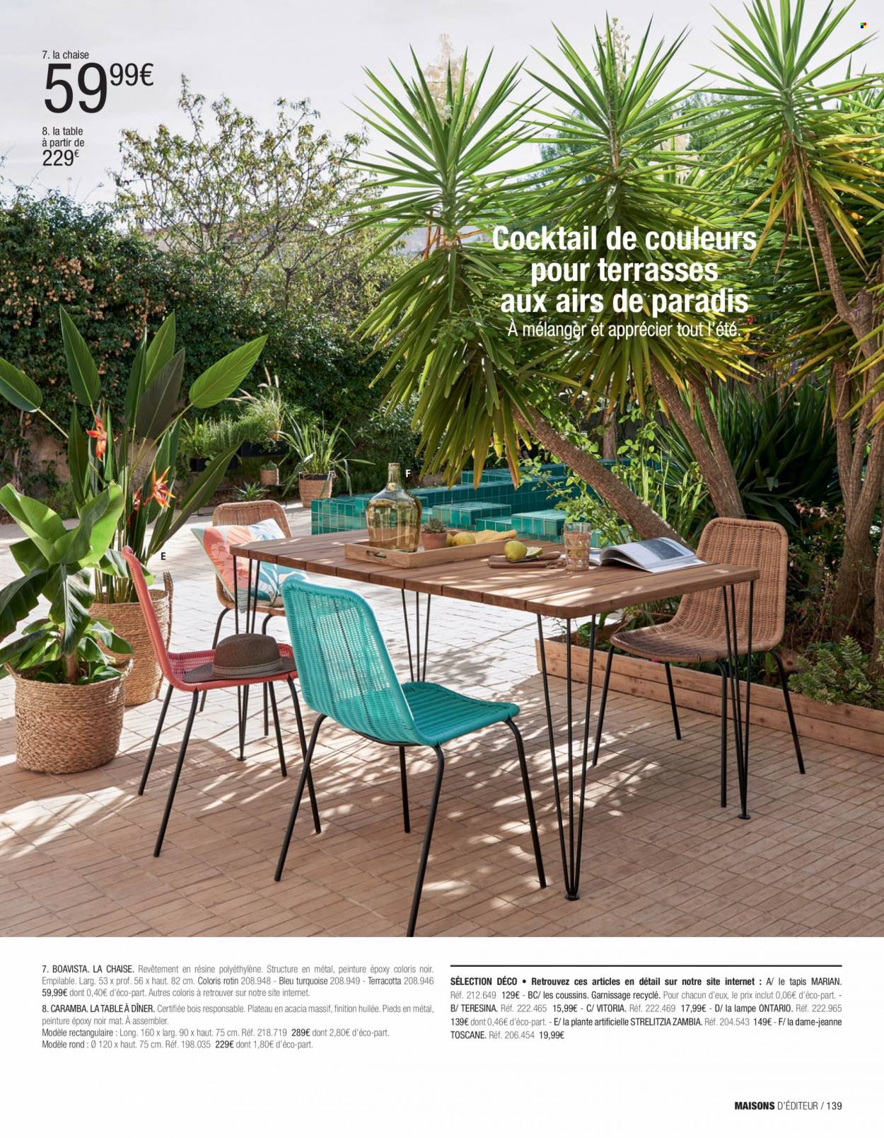 thumbnail - Catalogue Maisons du Monde - Produits soldés - table, tapis, plante artificielle, lampe. Page 141.