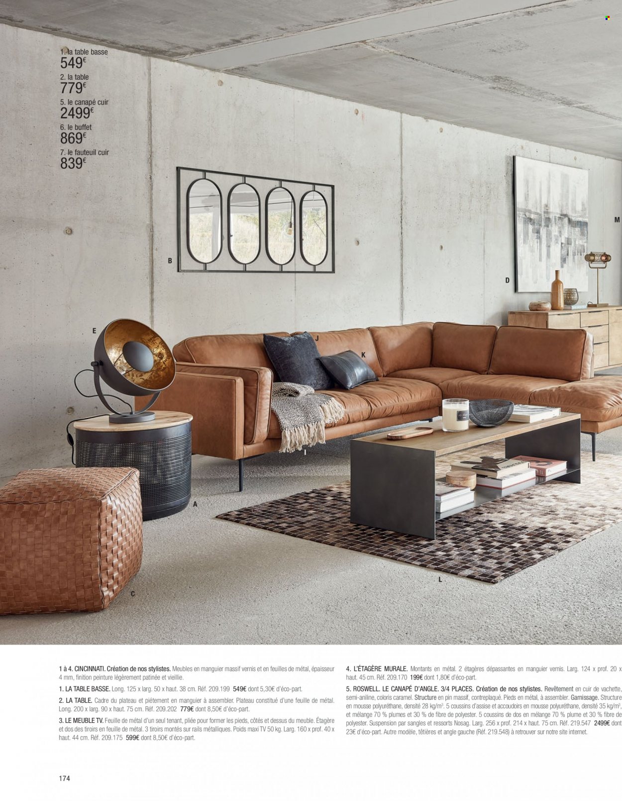 thumbnail - Catalogue Maisons du Monde - Produits soldés - table, canapé d'angle, fauteuil, table basse, meuble tv, buffet. Page 176.