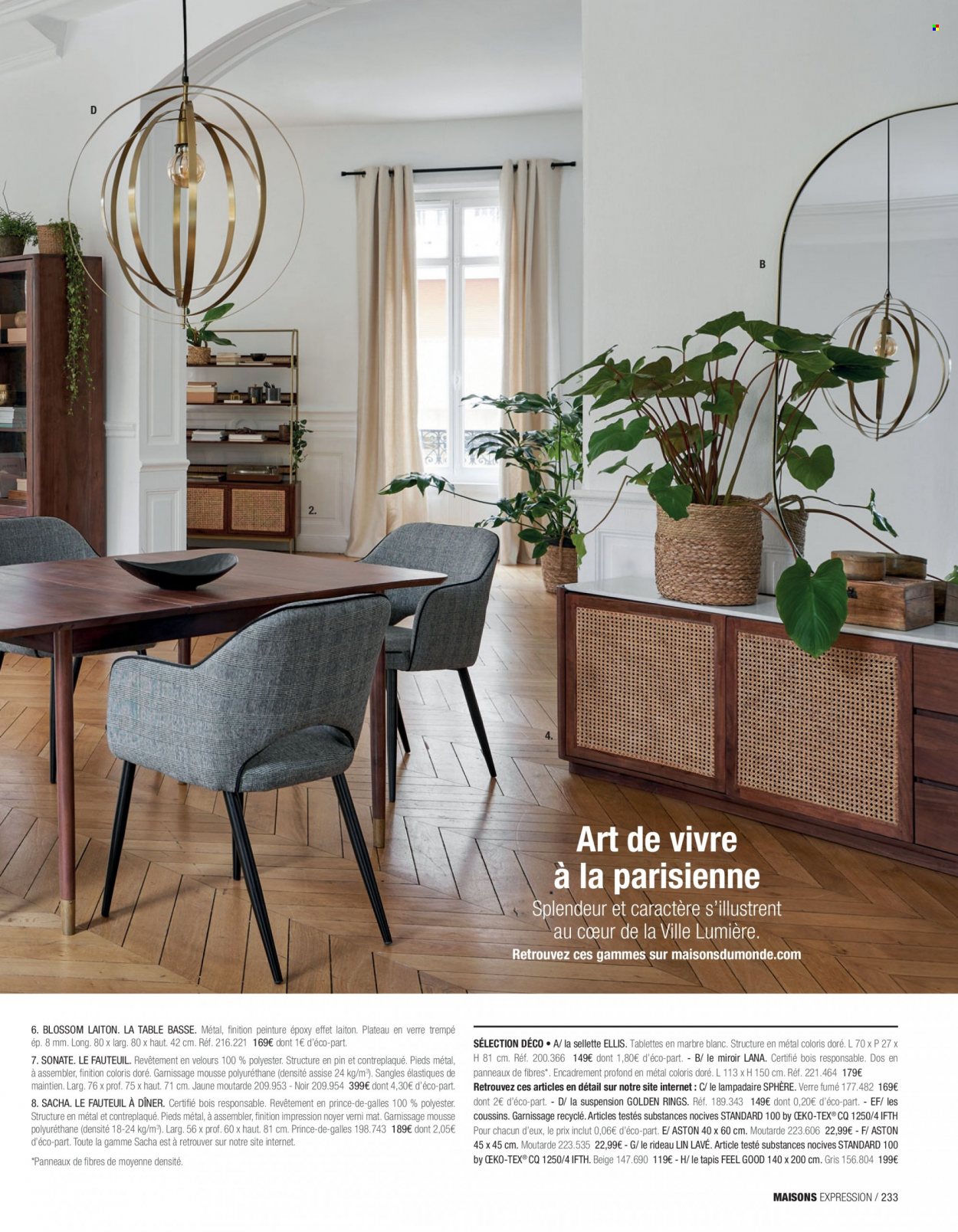 thumbnail - Catalogue Maisons du Monde - Produits soldés - table, rideau, tapis, table basse, lampadaire. Page 235.