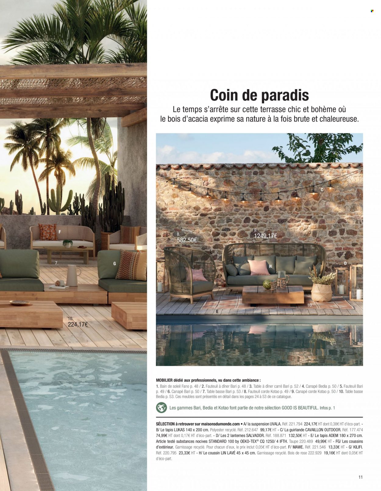 thumbnail - Catalogue Maisons du Monde - Produits soldés - table, tapis, canapé, table basse, bain de soleil, guirlande. Page 13.