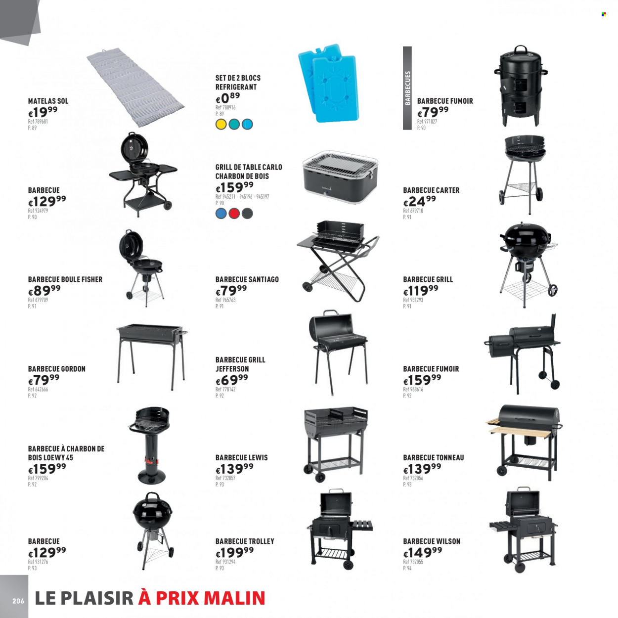 thumbnail - Catalogue Trafic - Produits soldés - matelas, Wilson, trolley, barbecue, grill, grill de table. Page 206.
