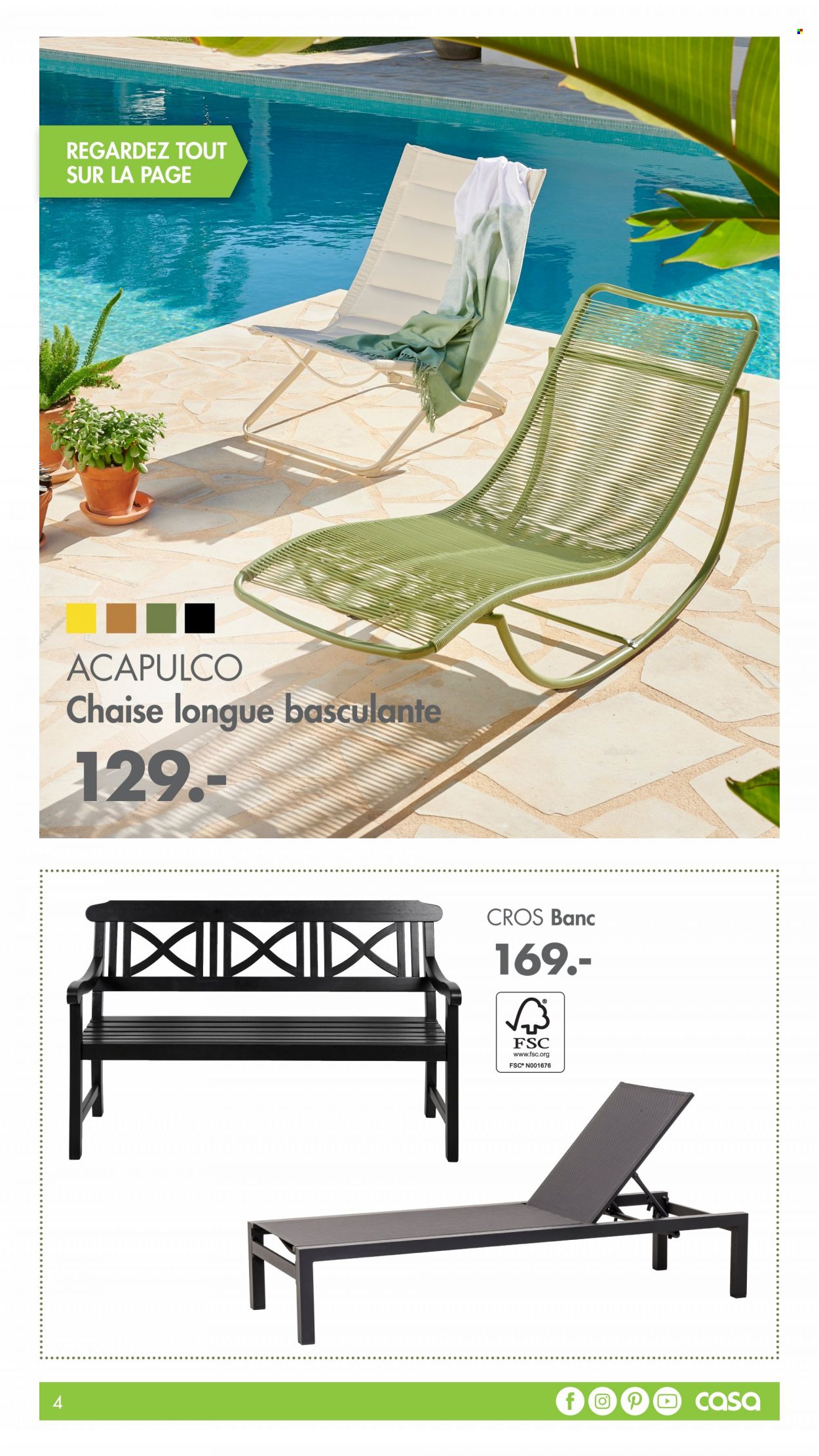 thumbnail - Catalogue CASA - 16/03/2022 - 30/09/2022 - Produits soldés - chaise, banc, chaise longue. Page 4.