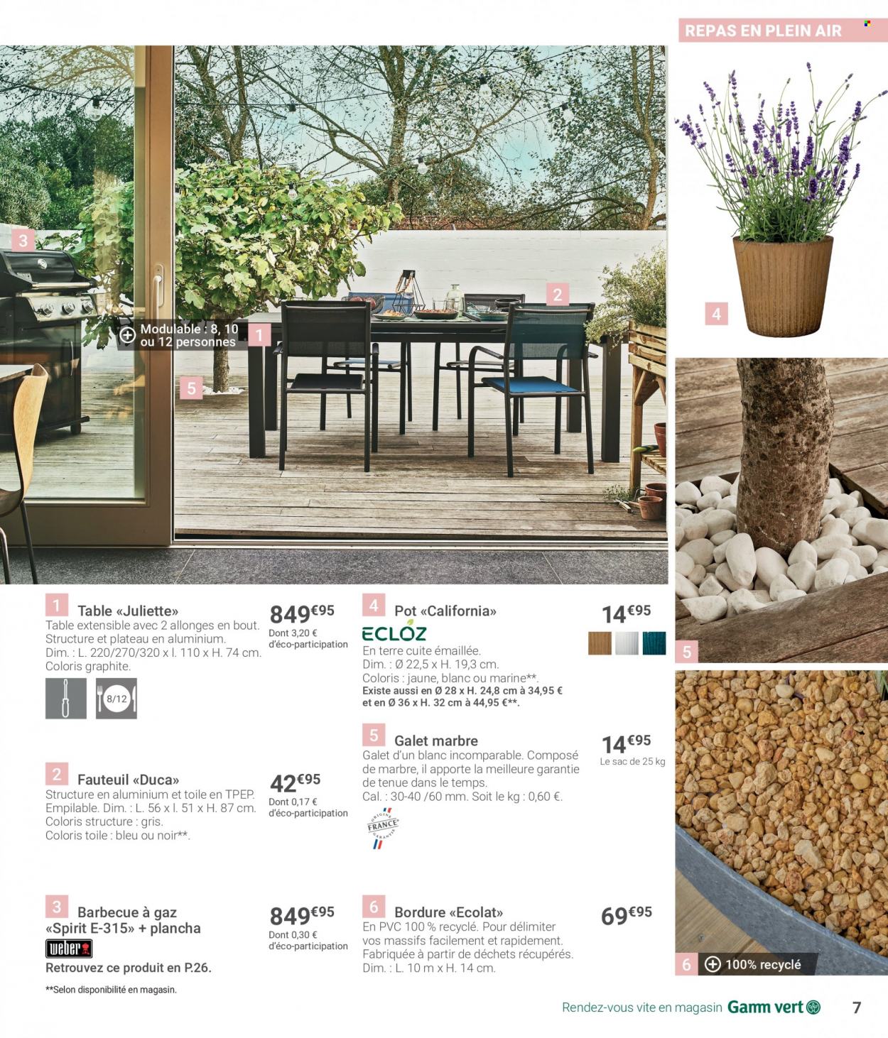 thumbnail - Catalogue Gamm vert - 23/03/2022 - 06/06/2022 - Produits soldés - table, table extensible, fauteuil, barbecue. Page 7.