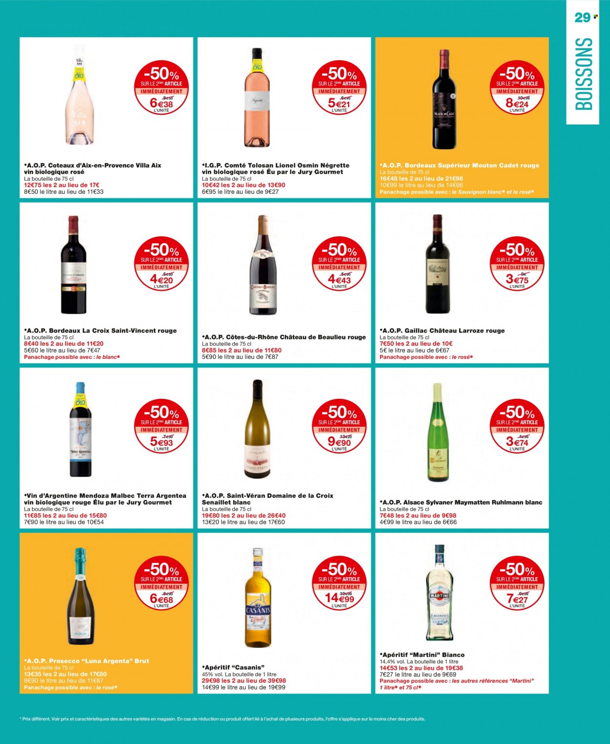 thumbnail - Catalogue Monoprix - 11/05/2022 - 29/05/2022 - Produits soldés - alcool, Bordeaux, vin blanc, vin rouge, Prosecco, Sauvignon Blanc, vin, Cabernet Sauvignon, Martini, apéritif. Page 29.