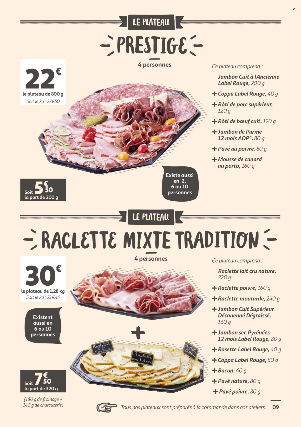 thumbnail - Catalogue Auchan - 21/04/2022 - 31/05/2022 - Produits soldés - rôti de porc, viande de porc, pavé nature, rôti de bœuf, jambon, coppa, jambon sec, rosette, jambon de parme, bacon, mousse de canard, La Raclette, lait. Page 9.