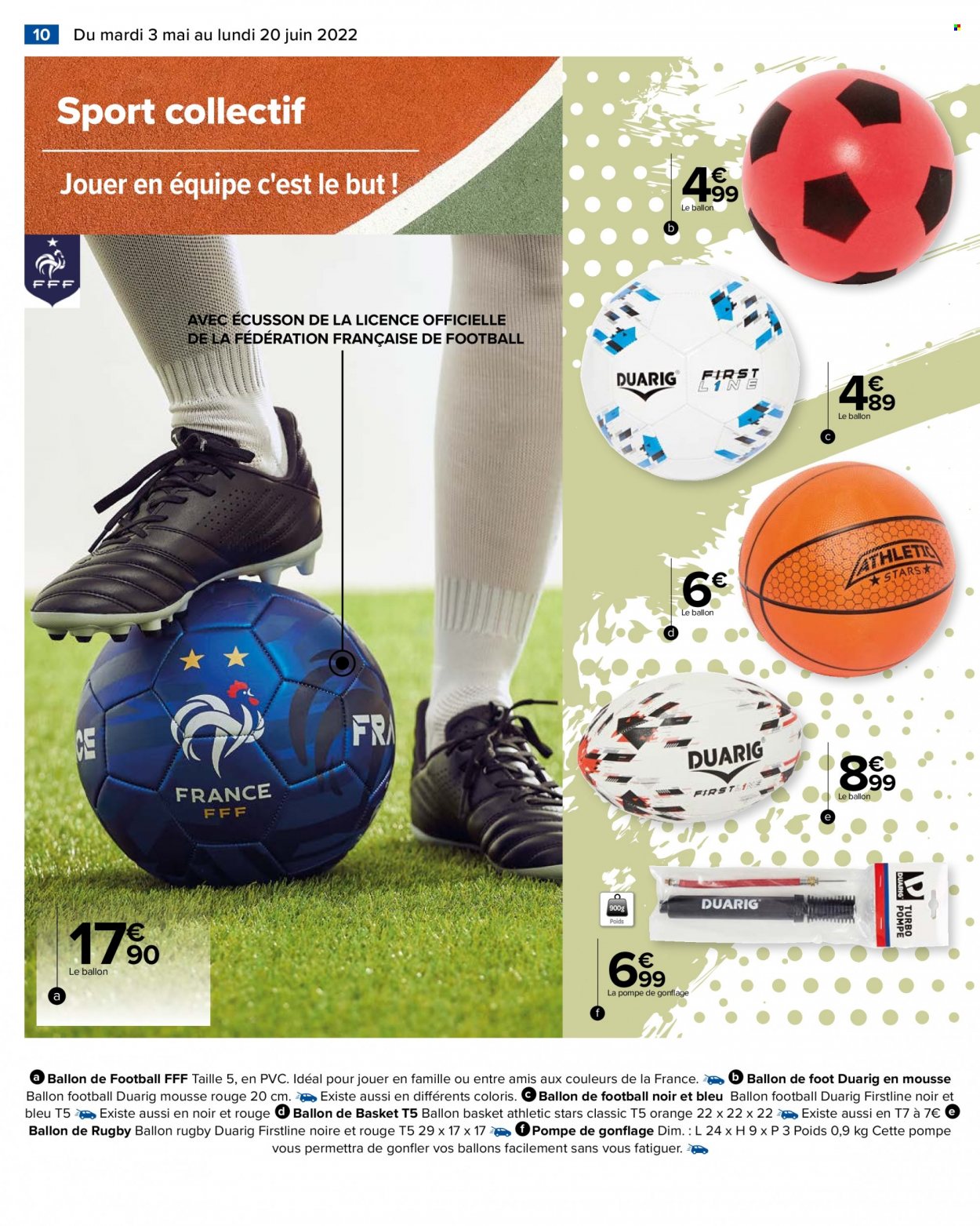 thumbnail - Catalogue Carrefour Hypermarchés - 03/05/2022 - 20/06/2022 - Produits soldés - basket, ballon de football, ballon de basket. Page 10.