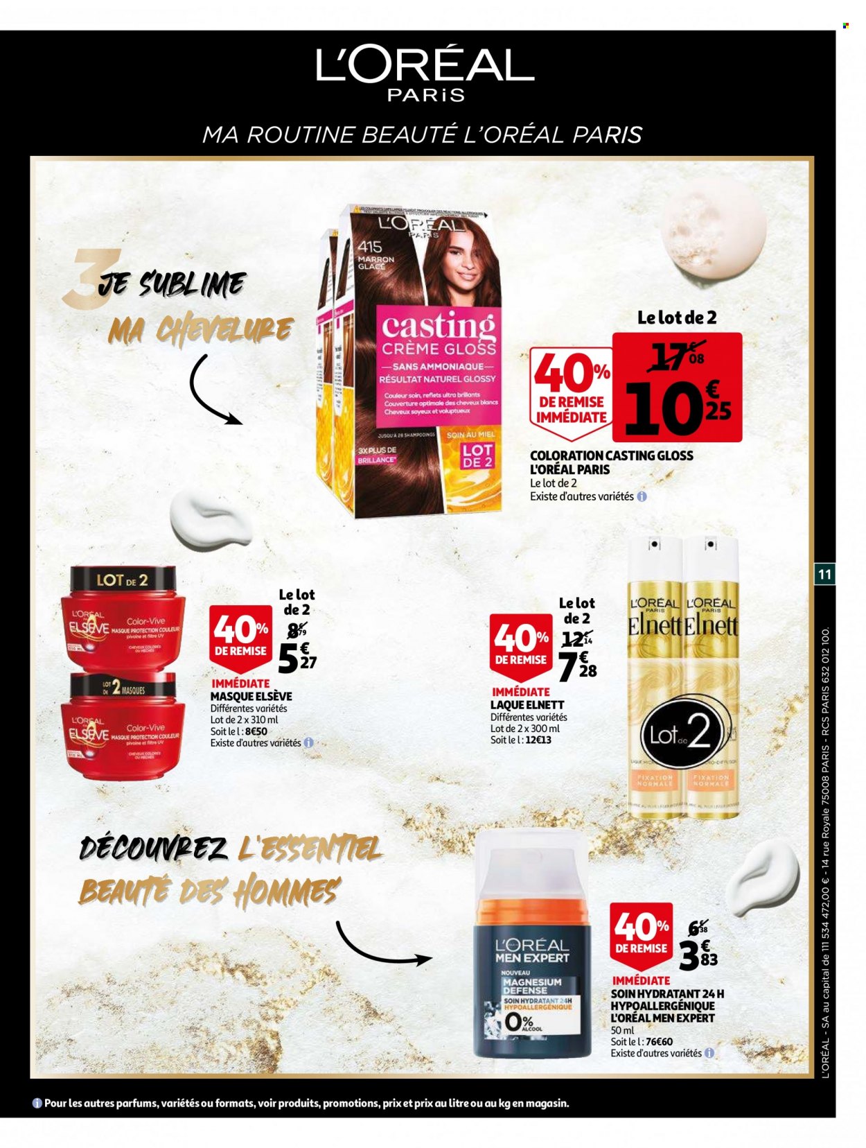 thumbnail - Catalogue Auchan - 04/05/2022 - 17/05/2022 - Produits soldés - alcool, L'Oréal, masque, Elseve, plaid, Magne B6. Page 11.