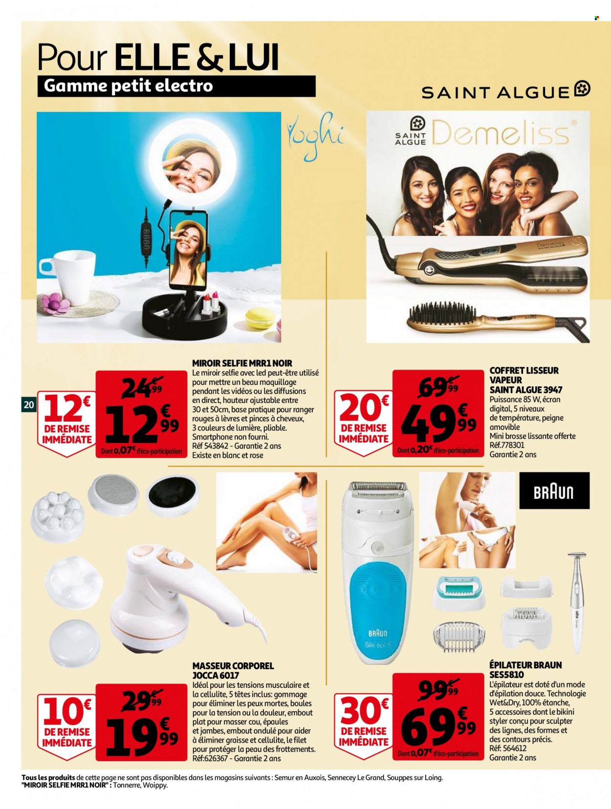 thumbnail - Catalogue Auchan - 04/05/2022 - 17/05/2022 - Produits soldés - brosse, coffret, smartphone, Braun, épilateur, fer à cheveux. Page 20.