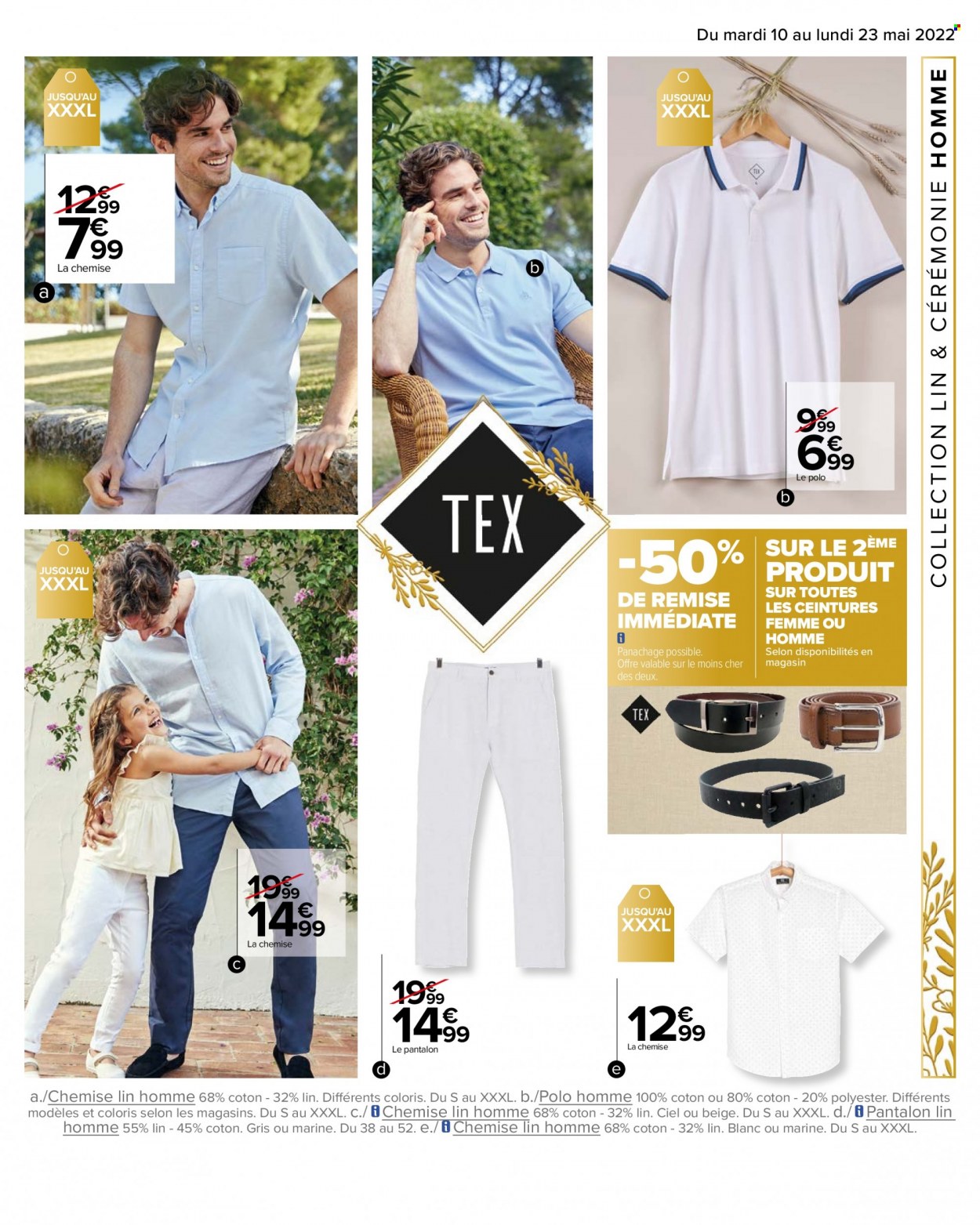 thumbnail - Catalogue Carrefour Hypermarchés - 10/05/2022 - 23/05/2022 - Produits soldés - pantalon, t-shirt, ceinture. Page 7.