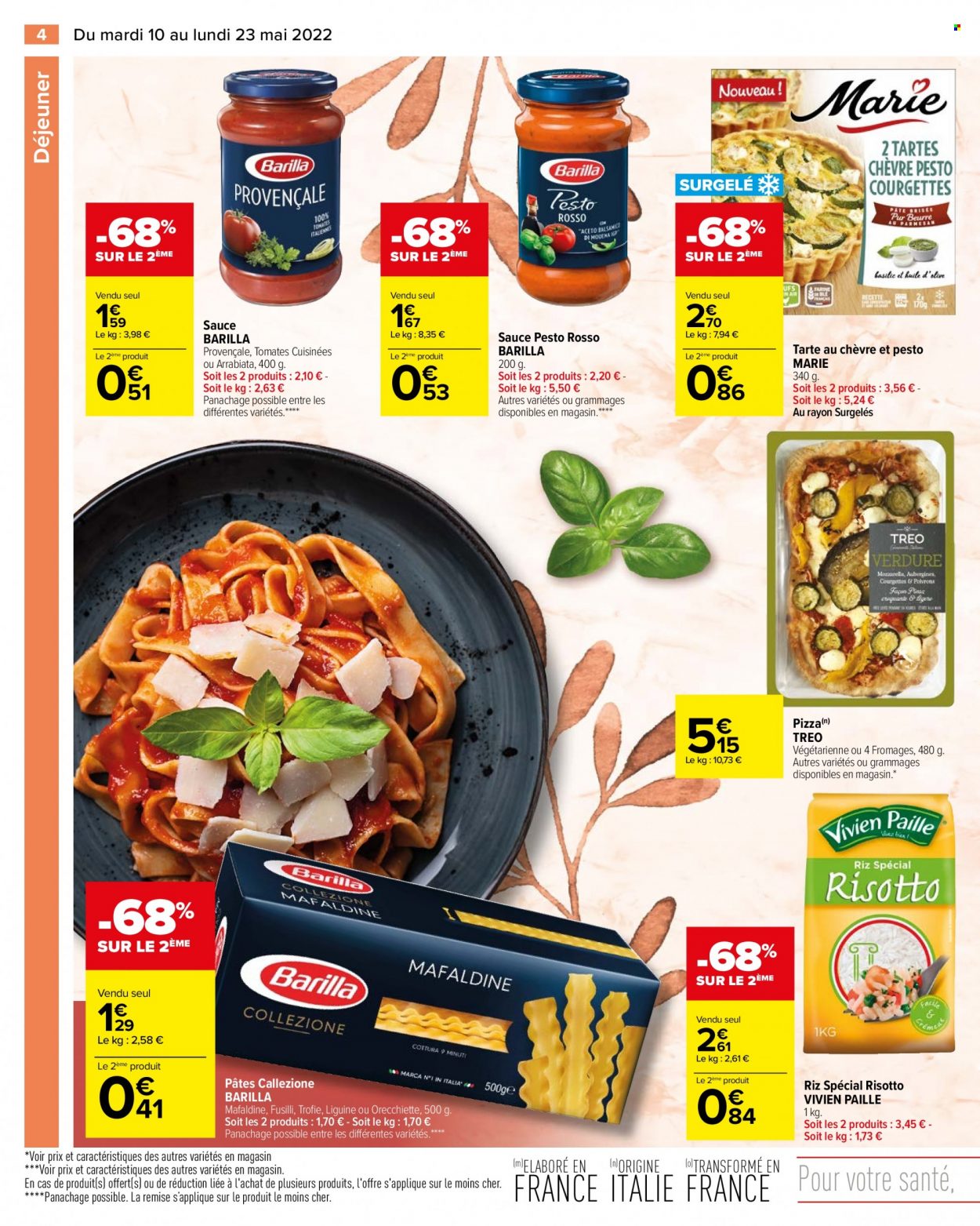 thumbnail - Catalogue Carrefour Hypermarchés - 10/05/2022 - 23/05/2022 - Produits soldés - tarte, pizza, risotto, Barilla, riz, pâtes, pesto. Page 6.