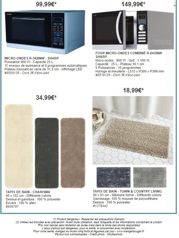thumbnail - Catalogue Costco - Produits soldés - Sharp, verre, tapis, tapis de bain, four, four à micro-ondes. Page 8.
