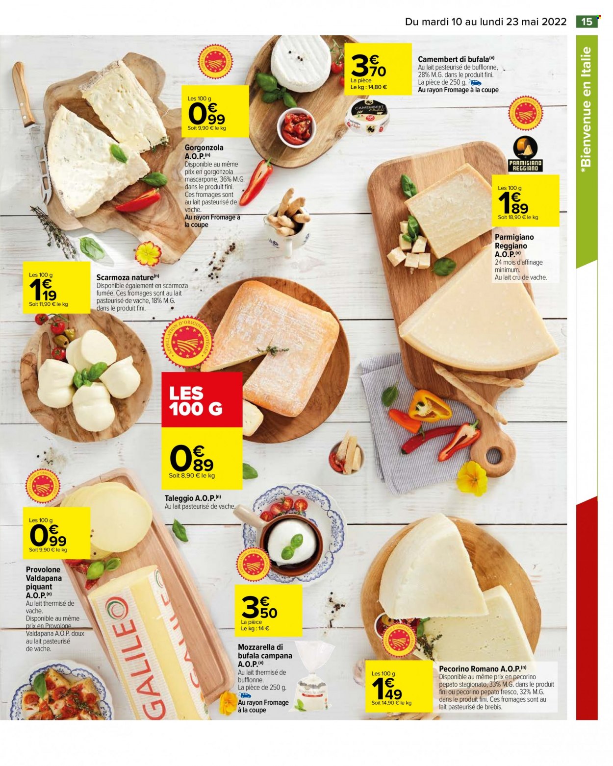 thumbnail - Catalogue Carrefour Hypermarchés - 10/05/2022 - 23/05/2022 - Produits soldés - camembert, fromage, gorgonzola, mozzarella, mascarpone, parmesan. Page 17.