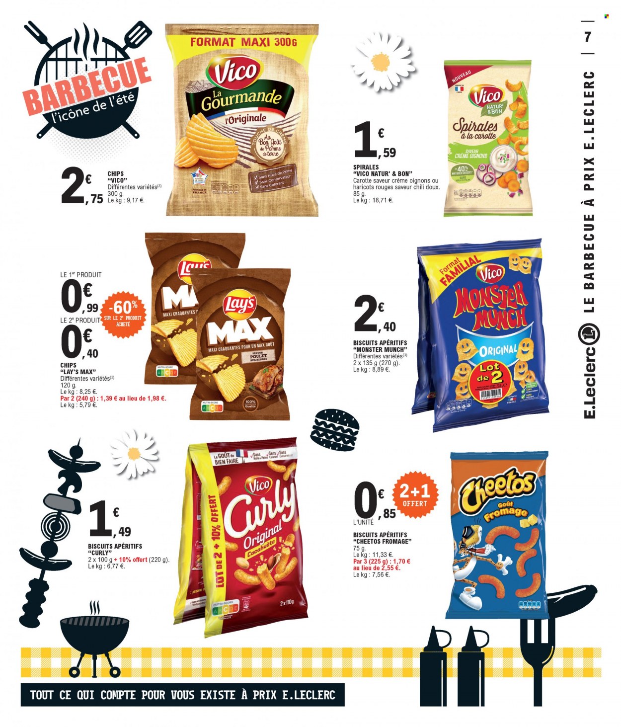 thumbnail - Catalogue E.Leclerc - 10/05/2022 - 21/05/2022 - Produits soldés - carotte, fromage, biscuits, chips, Vico, Lay’s, Monster Munch, Monster. Page 7.