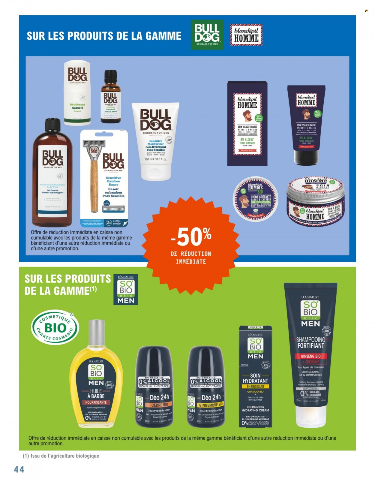 thumbnail - Catalogue E.Leclerc - 10/05/2022 - 21/05/2022 - Produits soldés - alcool, gingembre, jus, huile, shampooing, déodorant, desodorisant, rasoir. Page 44.