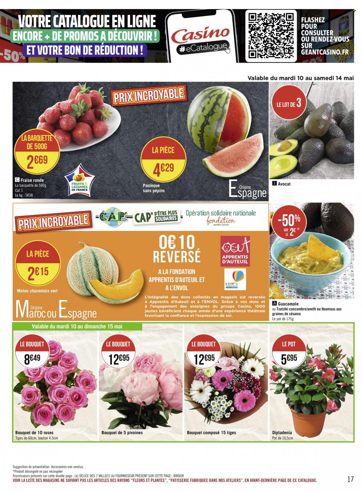 thumbnail - Catalogue Géant Casino - 09/05/2022 - 22/05/2022 - Produits soldés - avocat, melon, pastèque, houmous, tzatziki, aneth, guacamole. Page 17.