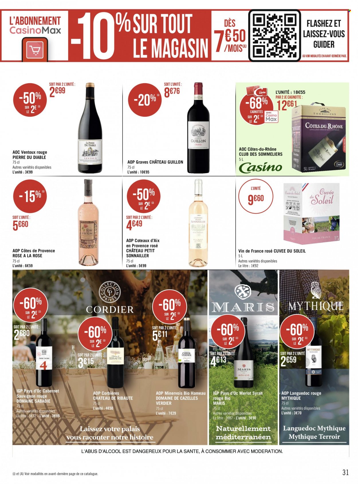 thumbnail - Catalogue Géant Casino - 09/05/2022 - 22/05/2022 - Produits soldés - alcool, Corbières, vin blanc, vin rouge, vin, Cabernet Sauvignon. Page 31.