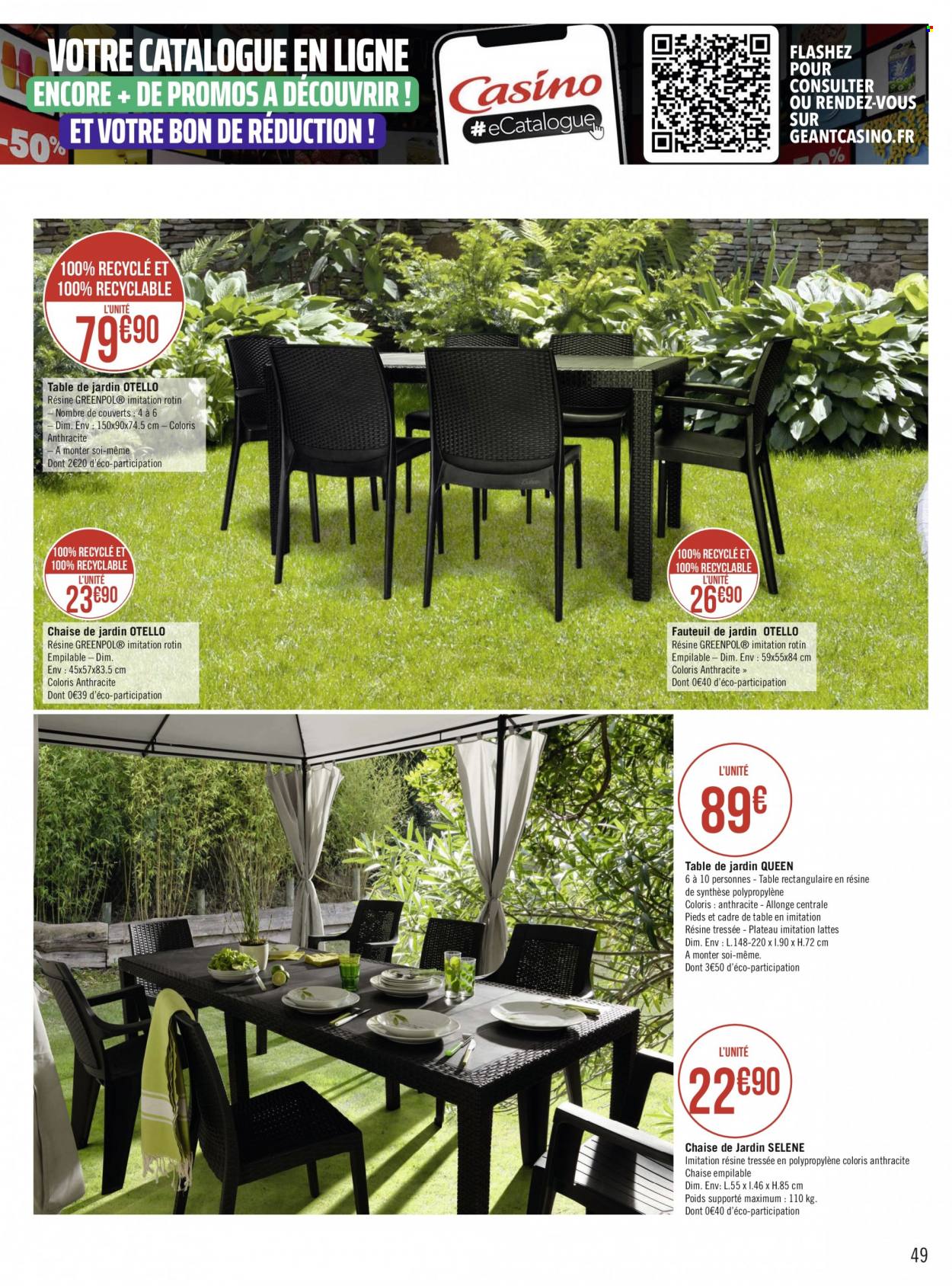 thumbnail - Catalogue Géant Casino - 09/05/2022 - 22/05/2022 - Produits soldés - chaise, table de jardin. Page 49.