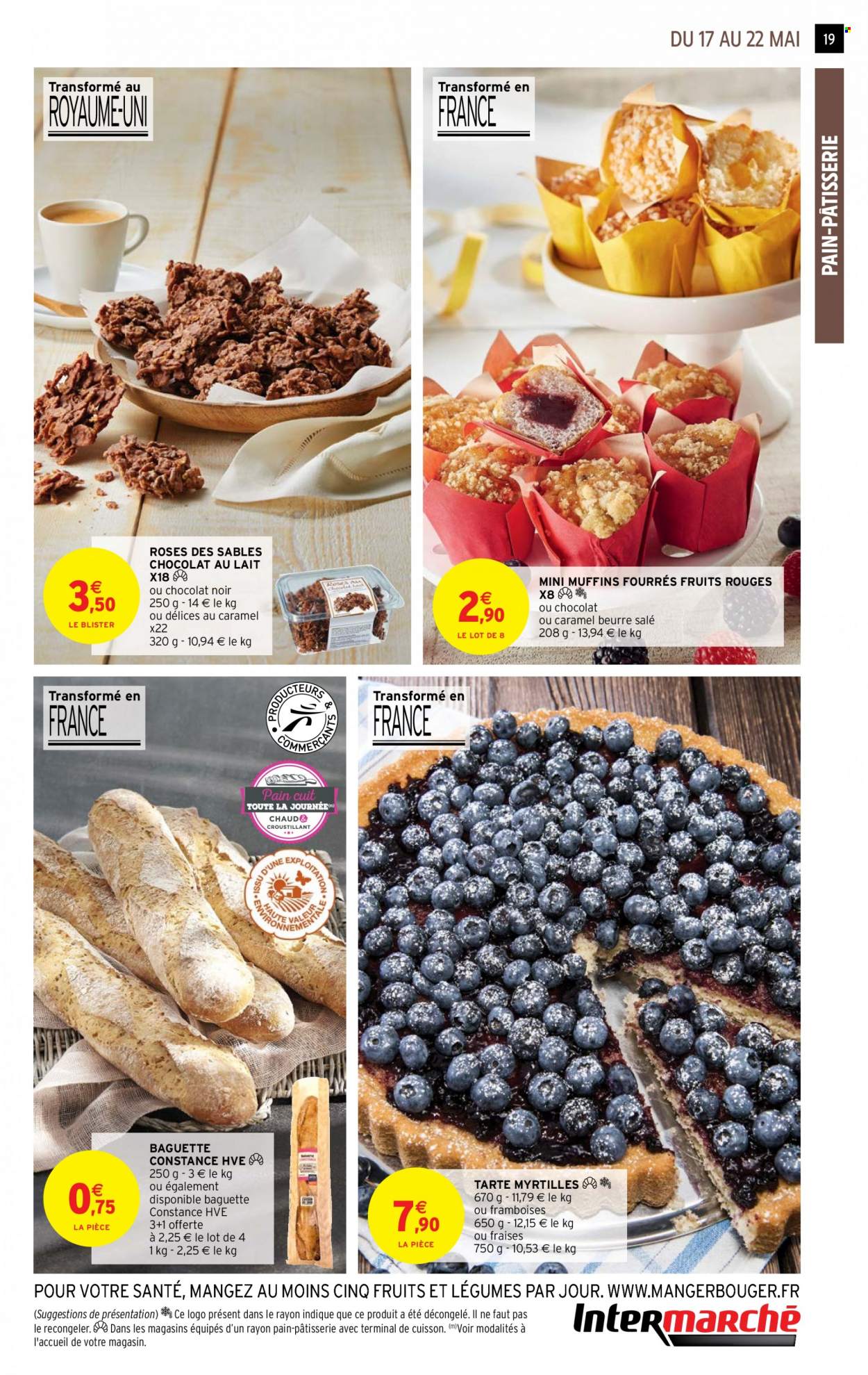 thumbnail - Catalogue Intermarché Hyper - 17/05/2022 - 22/05/2022 - Produits soldés - fraises, myrtille, tarte, baguette. Page 19.