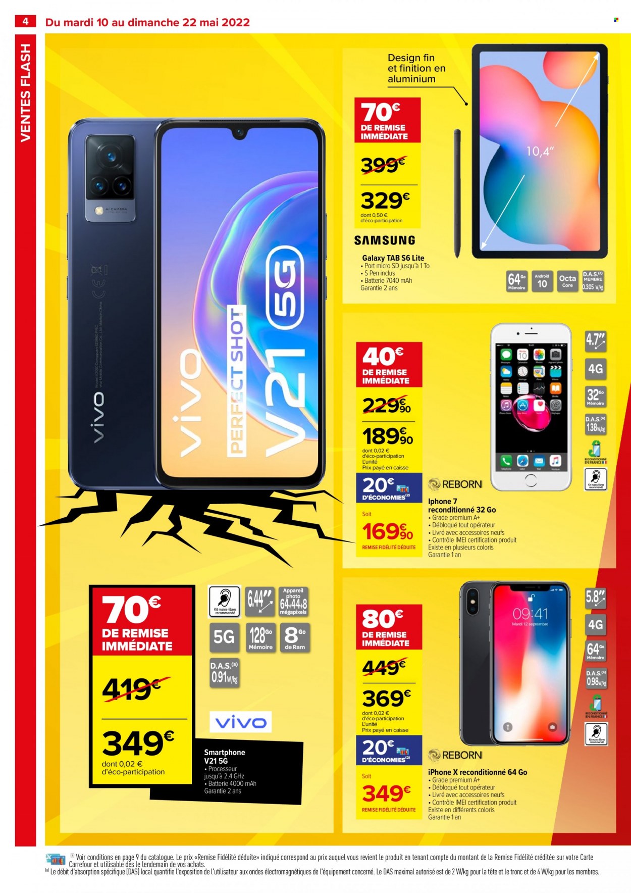 thumbnail - Catalogue Carrefour Hypermarchés - 10/05/2022 - 22/05/2022 - Produits soldés - smartphone, iPhone, iPhone X, iPhone 7. Page 4.