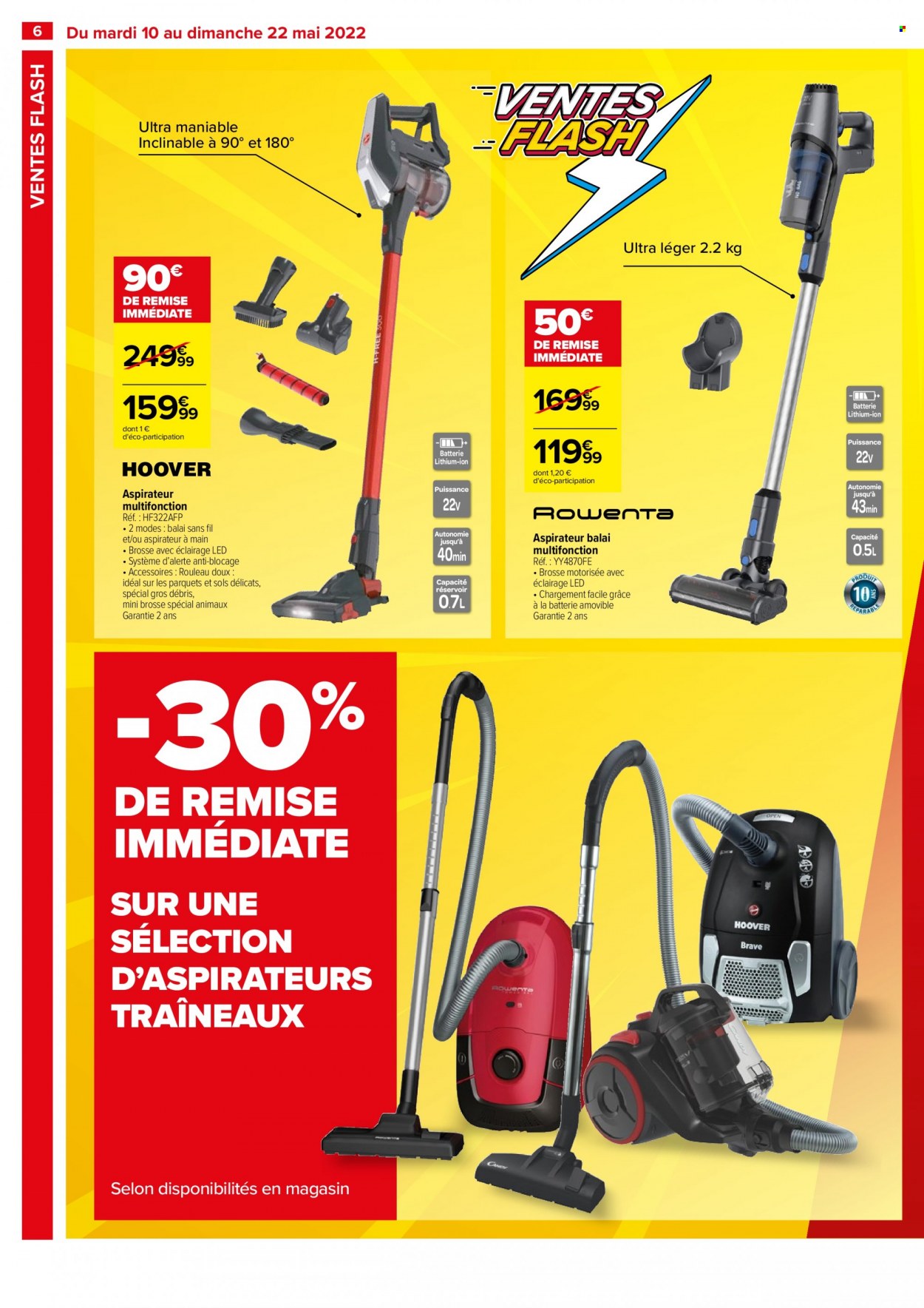 thumbnail - Catalogue Carrefour Hypermarchés - 10/05/2022 - 22/05/2022 - Produits soldés - aspirateur, aspirateur balai. Page 6.
