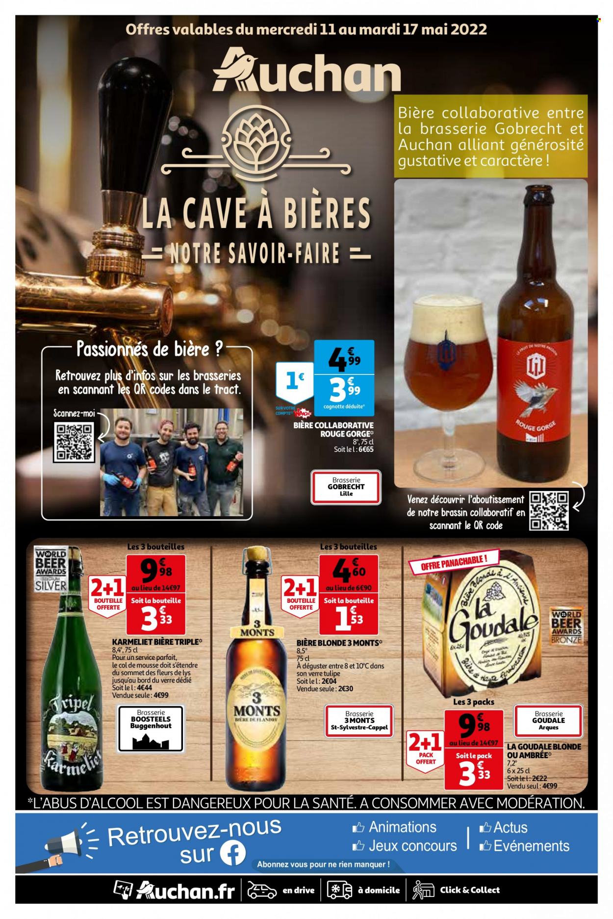 thumbnail - Catalogue Auchan - 11/05/2022 - 17/05/2022 - Produits soldés - bière blonde, Goudale, verre. Page 1.