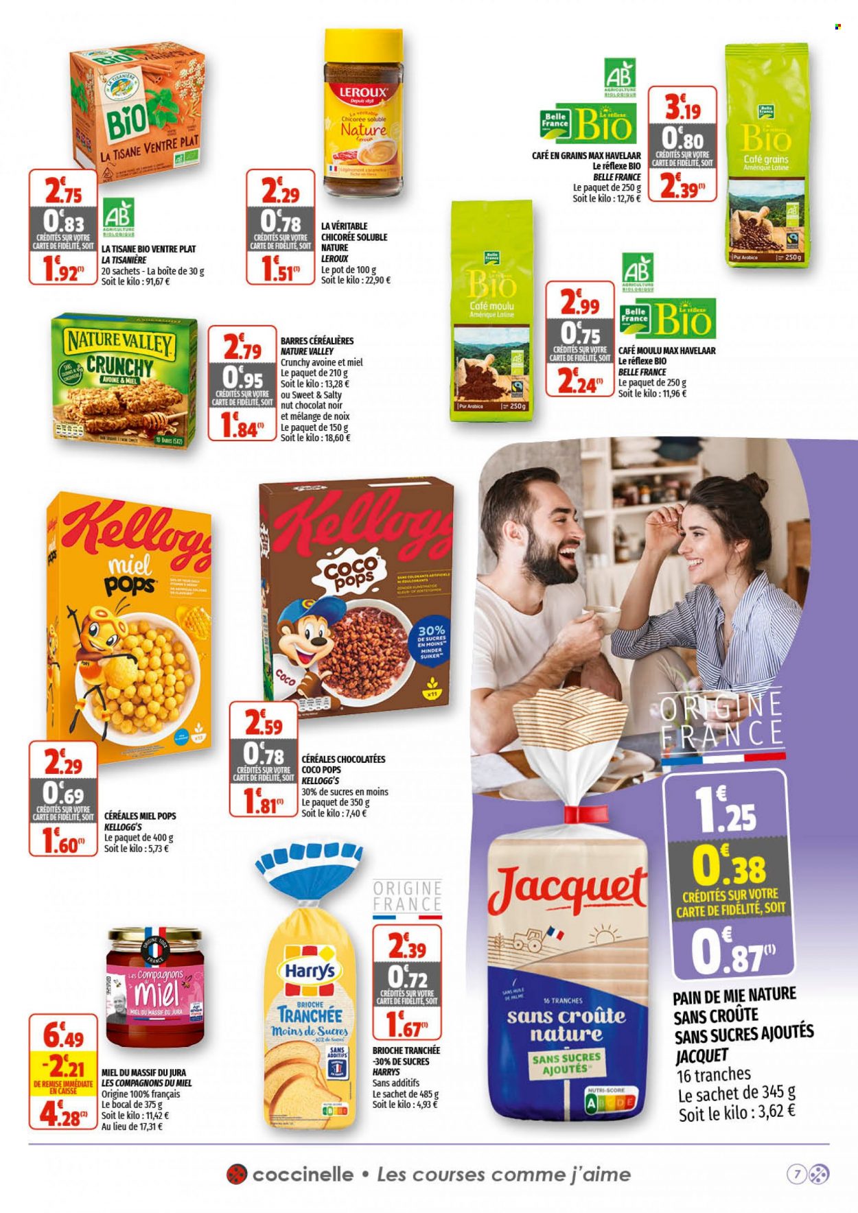 thumbnail - Catalogue Coccinelle Supermarché - 11/05/2022 - 22/05/2022 - Produits soldés - Belle France, brioche, pain, pain de mie, Kellogg's, Coco Pops, café moulu, chicorée soluble, café en grains. Page 7.