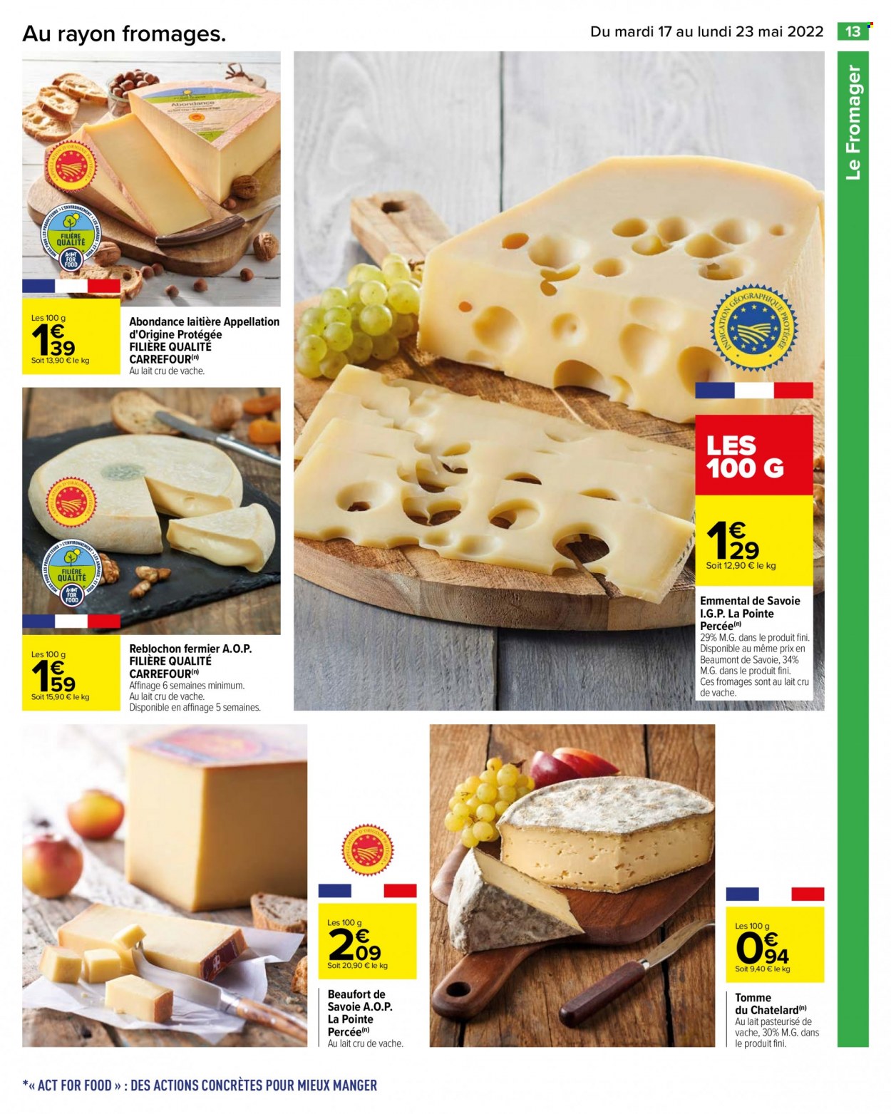 thumbnail - Catalogue Carrefour Hypermarchés - 17/05/2022 - 23/05/2022 - Produits soldés - emmental, Beaufort, fromage, Reblochon, dessert au lait. Page 15.
