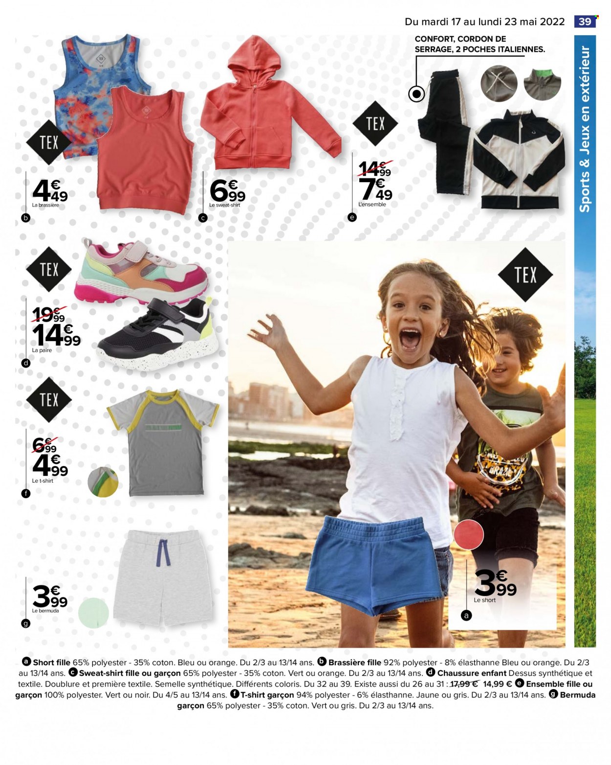 thumbnail - Catalogue Carrefour Hypermarchés - 17/05/2022 - 23/05/2022 - Produits soldés - chaussure, shorts, t-shirt, sweat-shirt, brassière. Page 41.