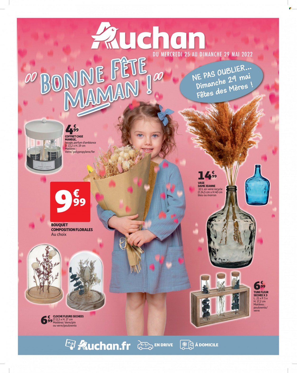 thumbnail - Catalogue Auchan - 25/05/2022 - 29/05/2022 - Produits soldés - coffret, verre, bougie, vase, fleur. Page 1.