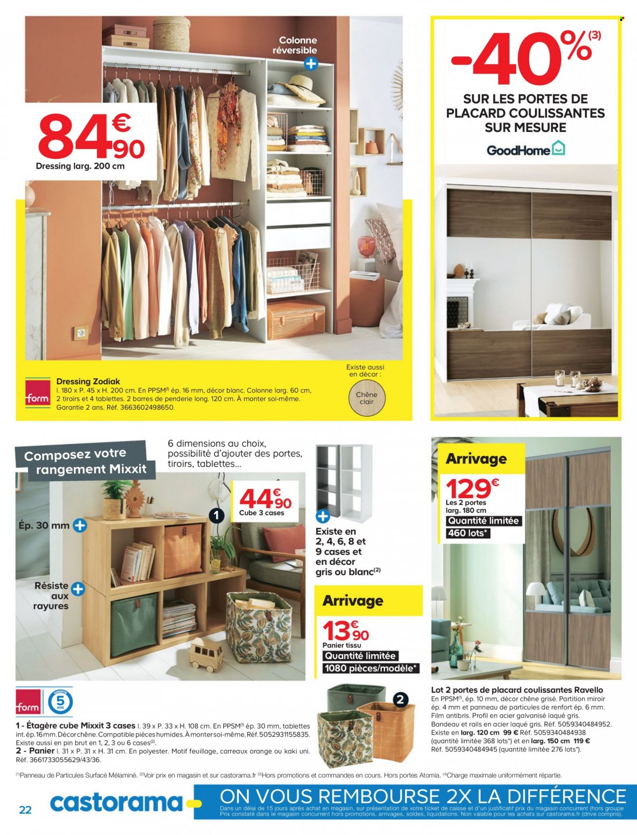thumbnail - Catalogue Castorama - 11/05/2022 - 23/05/2022 - Produits soldés - panier, étagère, dressing, miroir. Page 22.