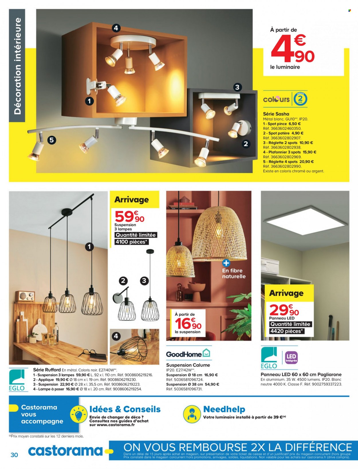 thumbnail - Catalogue Castorama - 11/05/2022 - 23/05/2022 - Produits soldés - lampe, plafonnier, luminaire. Page 30.